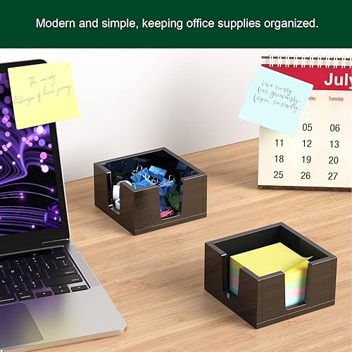 Miniatura 4 de Soporte de notas adhesivas de acrílico, soporte para bloc de notas autoadhesivo, con blocs de notas, dispensador de notas, organizador de escritorio