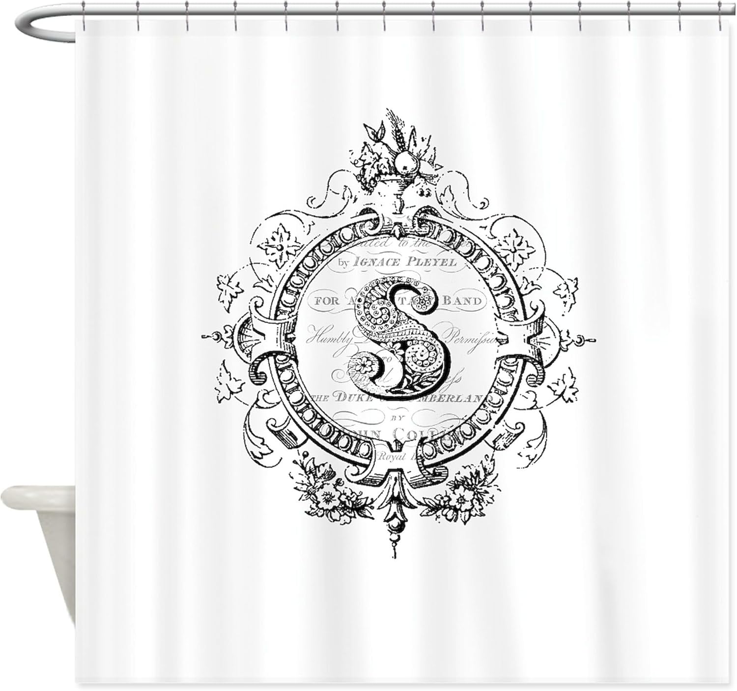 CafePress Modern Vintage Monogram Letter S Decorative Fabric Shower Curtain