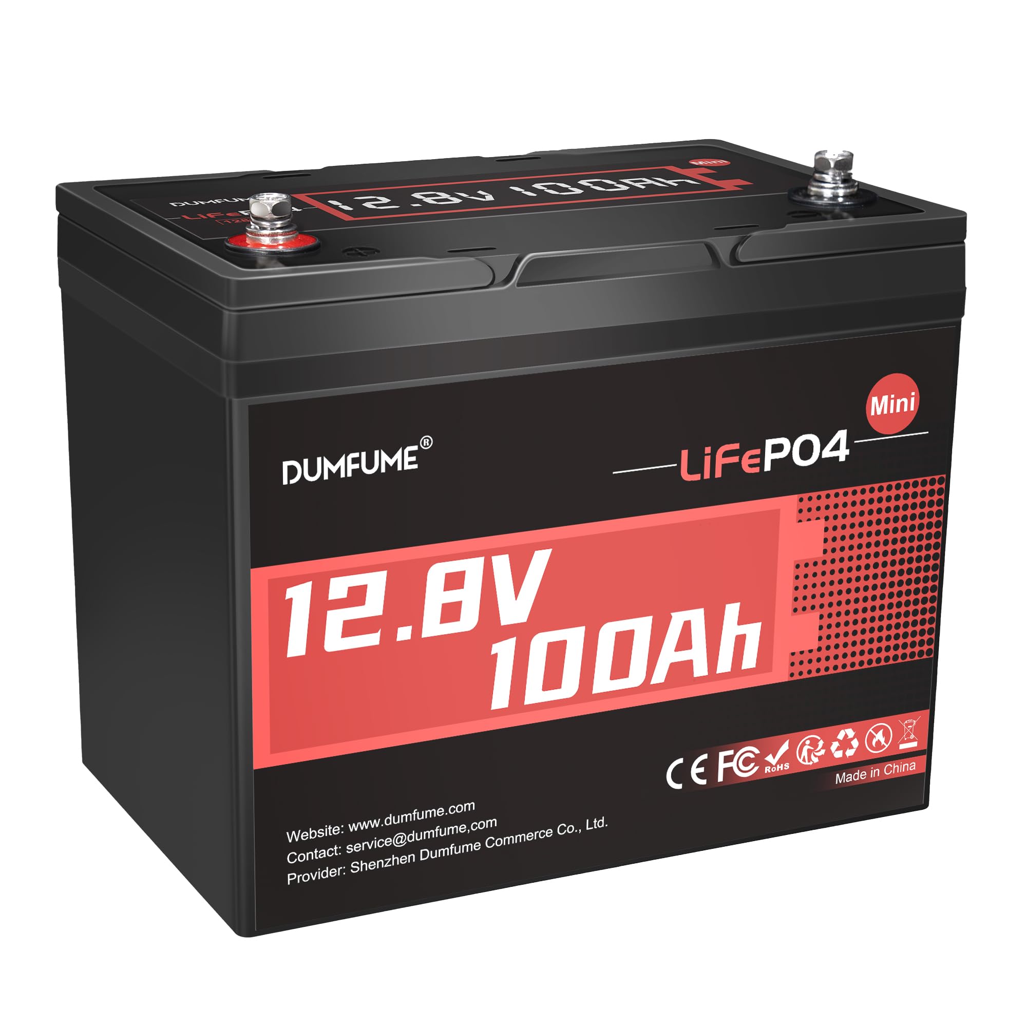 12V 100Ah Mini LiFePO4 Lithium Battery BCI Group 24 100A BMS 1280W Rechargeable Lithium Iron Phosphate Battery 6000+ Cycles Perfect for RV, Solar, Home Energy Storage