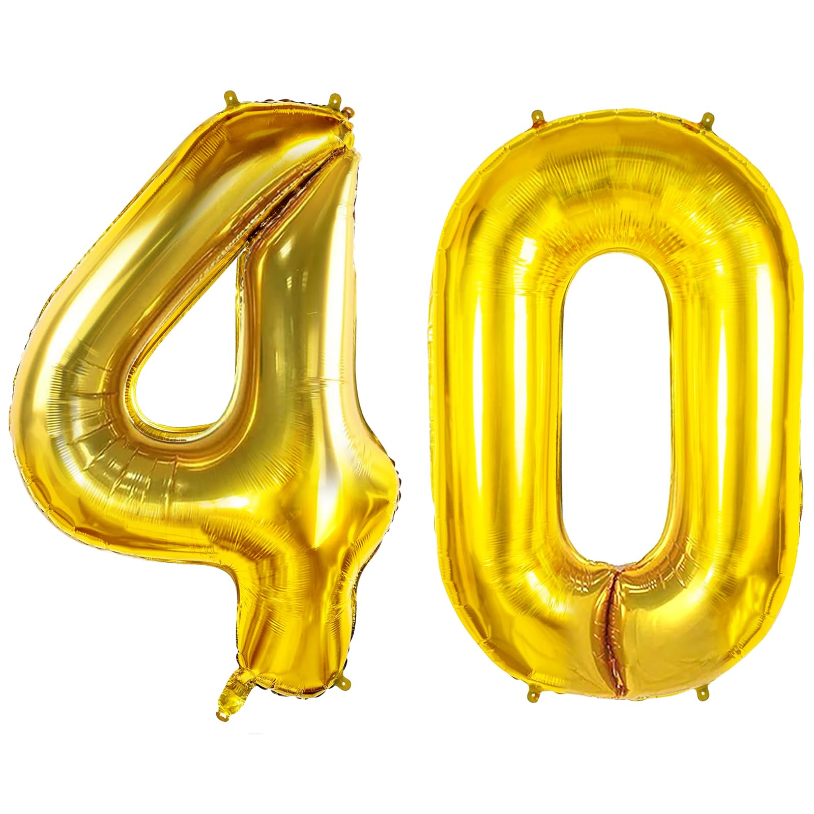 Number 40 Balloons for 40th Birthday Party Decorations, 0-100 Large No.40 Balloons for Women Men and Her Him, 40 Inch Gold Foil Helium Balloons for 40 Year Old Anniversary Decorations