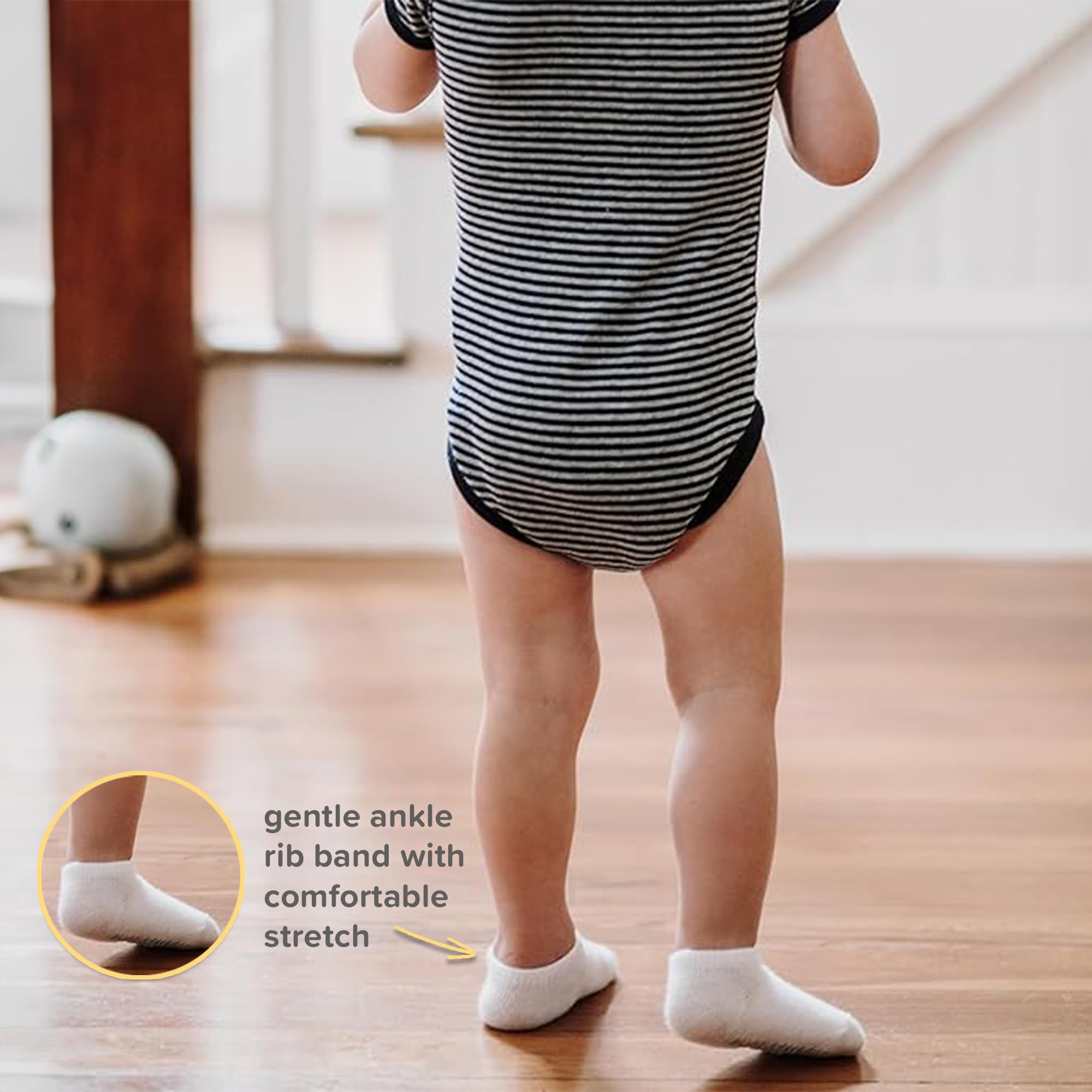 Burt's Bees Baby Unisex Baby Socks Ankle or Crew Height Made with Soft Organic Cotton, 6 Packs with Non-Slip Grips for Babies