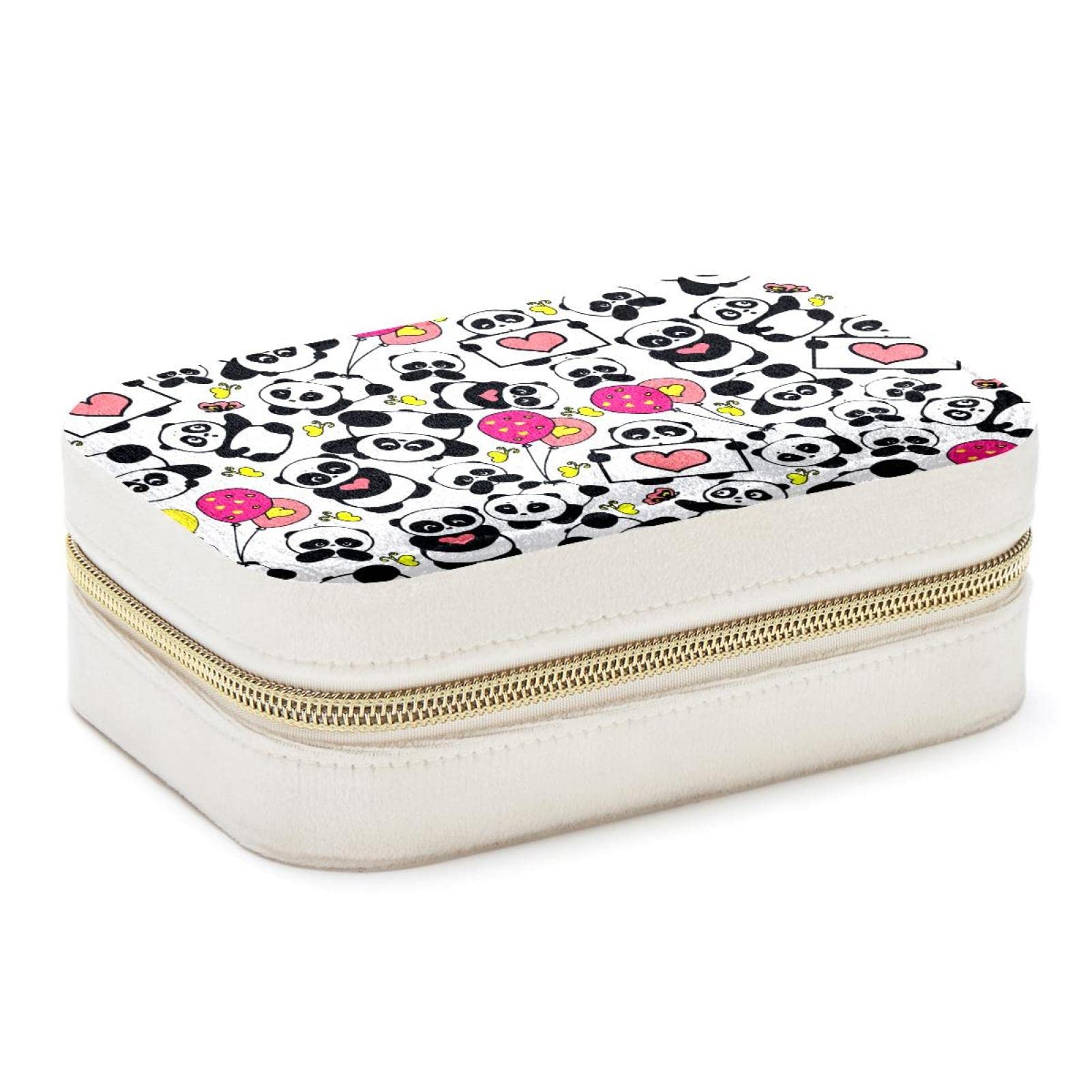 Boîte à bijoux de voyage panda compacte pour boucles d'oreilles et bagues
