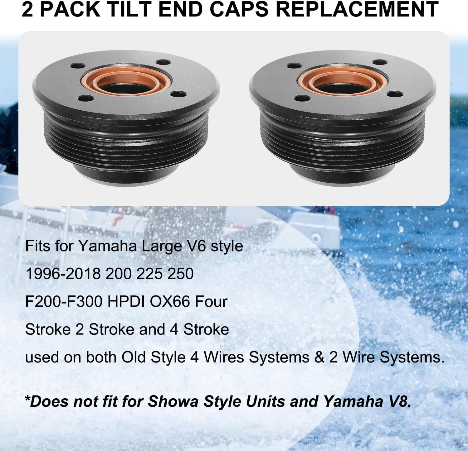 Replace for 61A-43811-00-00 Tilt Cap/Gland with Seals Fit for Yamaha 200-225-250-300 HP V6 3.3L End Cap Tilt Cylinder