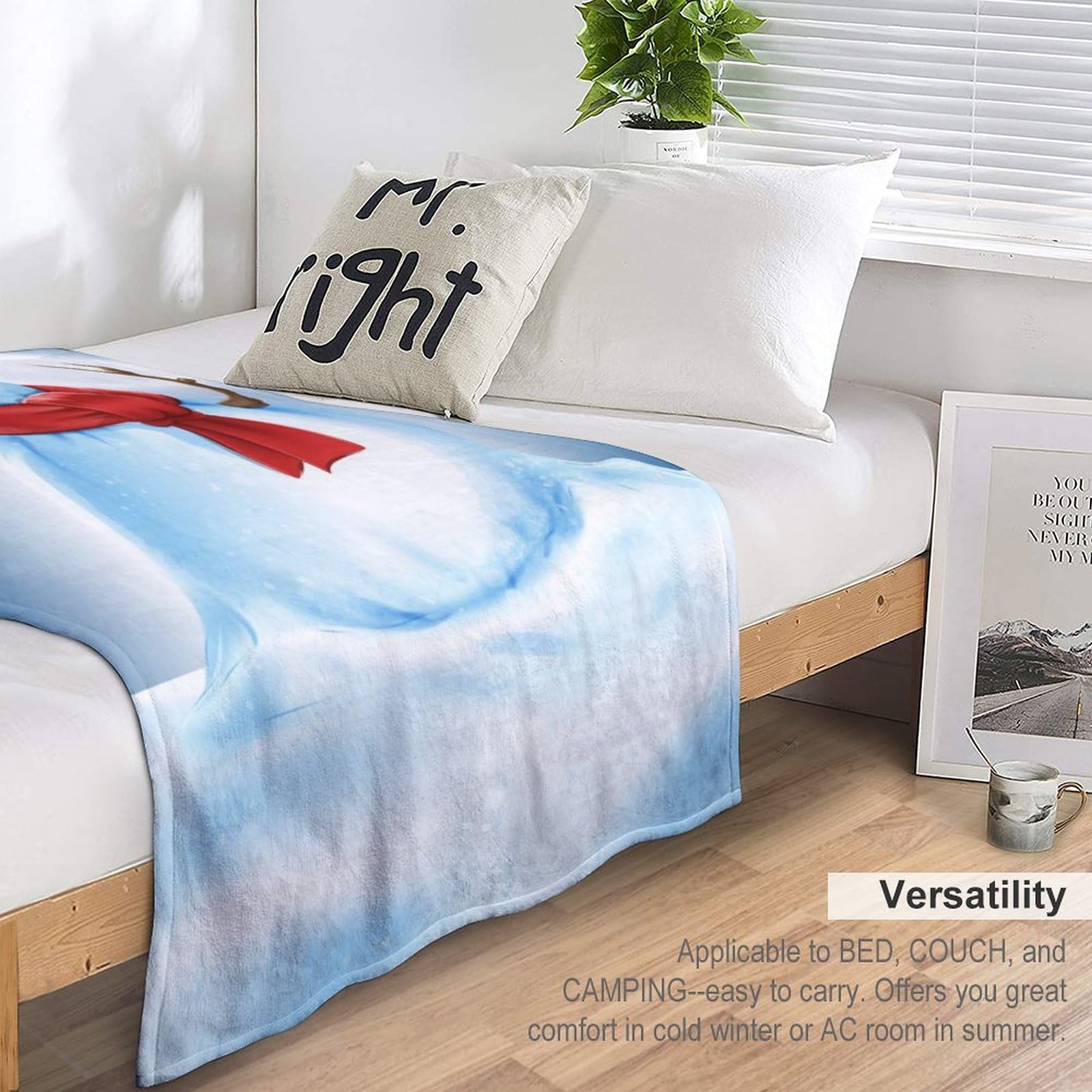 JAWO Weihnachts-Fleecedecke – Schneemann-Design, 152x203 Cm, Gemütlich & Ganzjahrestauglich