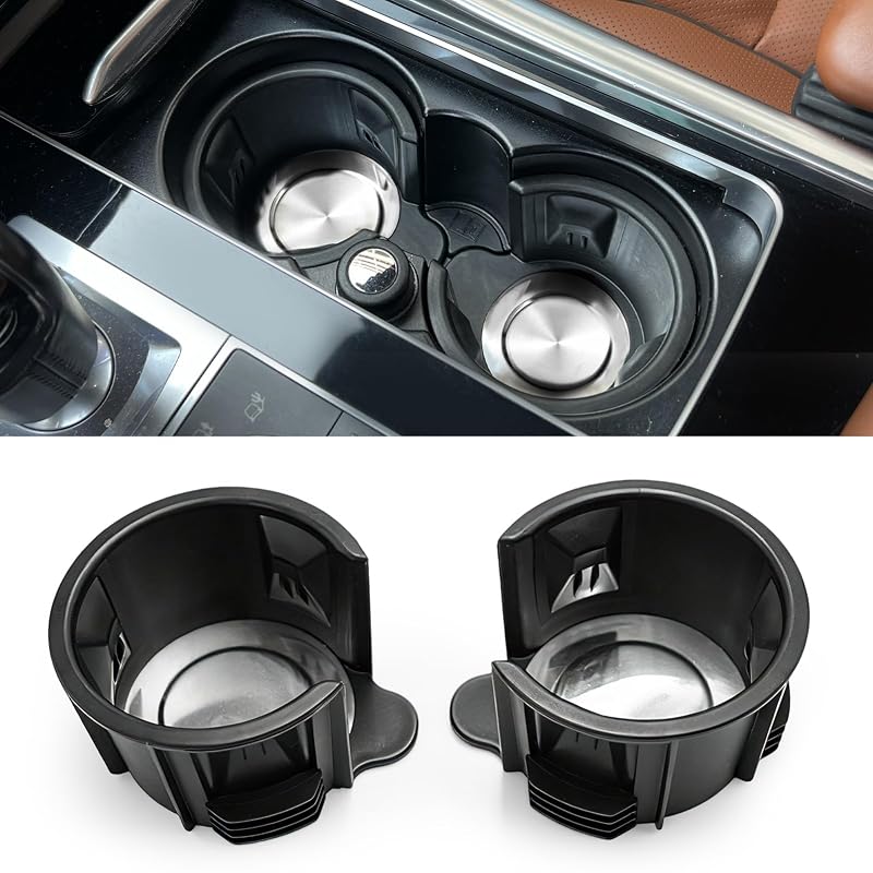 Porta-Copos para Console TTCR-II Compatível com Discovery 3, Range Rover e Range Rover Sport com Protetor Integral em Aço Inoxidável, Kit com 2 Peças