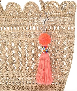 QTMY Pom Pom Tassel Keychain for Women,Cute Boho Purse Charm Handbag Decor,286 (3)