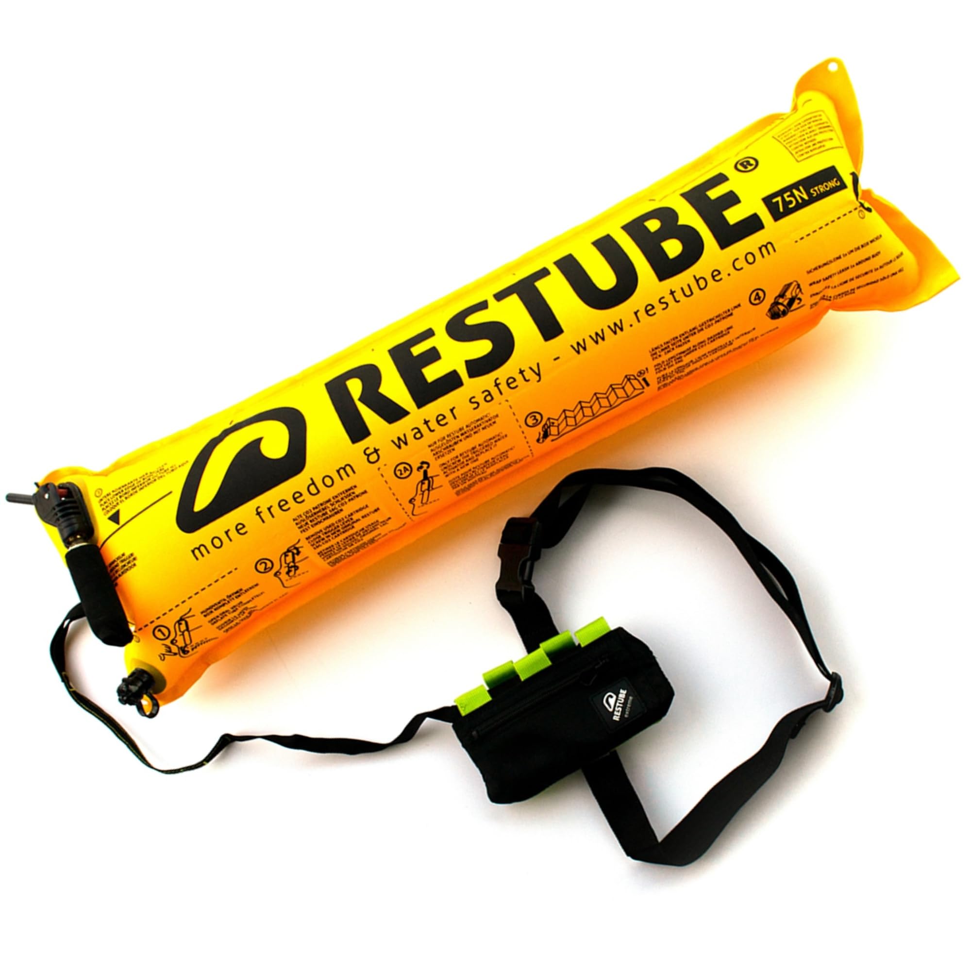 Restube Extreme – Aufblasbare Schwimmboje für Wildwasser & Raue Bedingungen – Ideal für Open Water Schwimmer, Surfer & Wassersport – Einhand-Auslösung mit Signalpfeife
