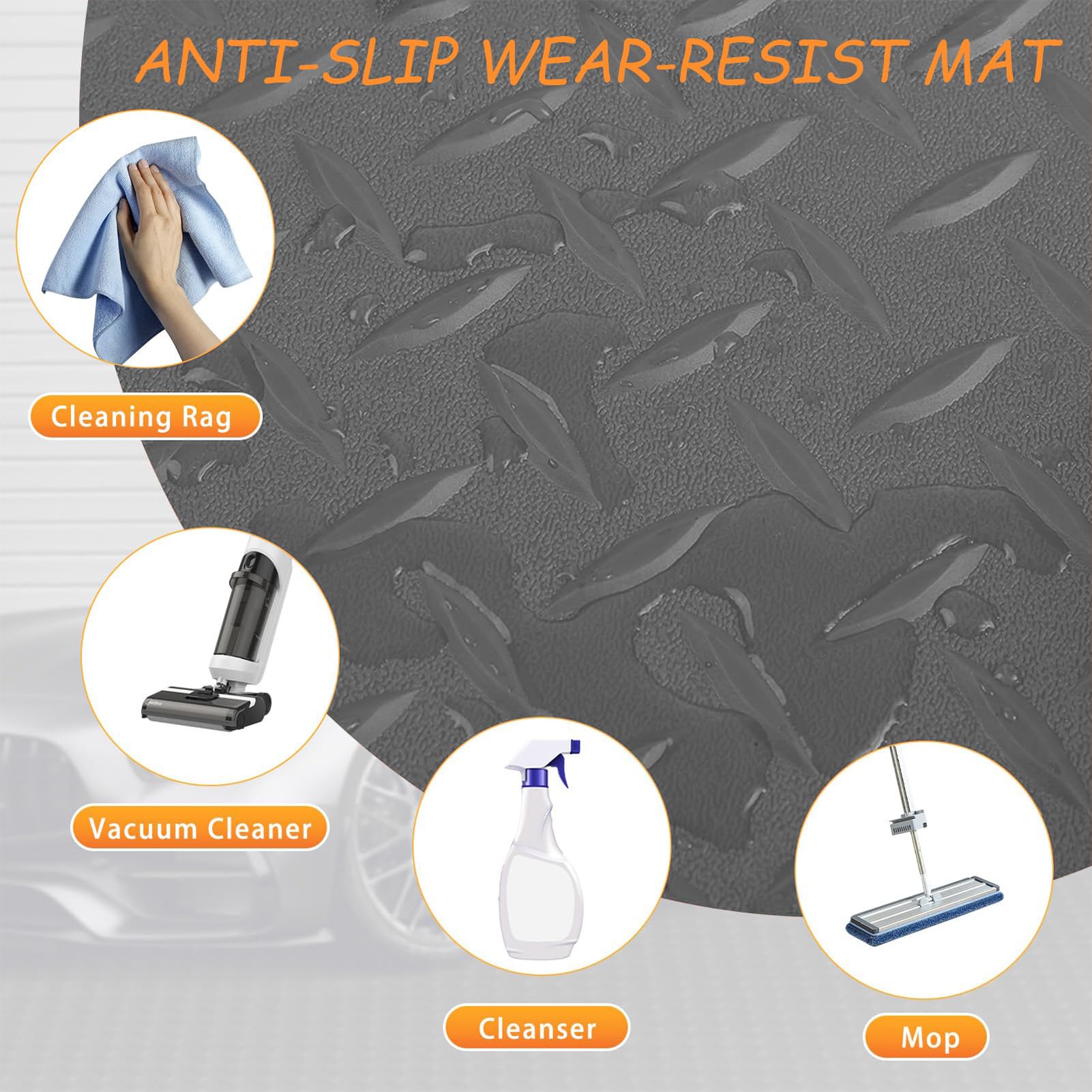 Genérico Alfombrilla Antideslizante de Alta Resistencia de 1,2 m x 3 m con Textura de Diamante, 1,5 mm de Grosor, fácil de Cortar, Ideal para garajes, talleres, Cajas de Herramientas y remolques. ALM