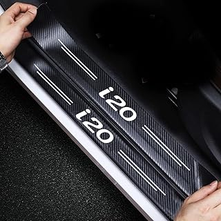RIDGOEL Pack of 4 Car Door Sill Protector Carbon Fibre Door Sill Sticker for Hyundai i10 i20 i30 i40 ix25 ix35, Car Door Step Plate Cover Paint Protection Film Car Door Protection Accessories i20