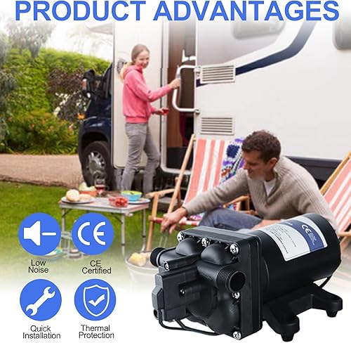 Miniatura 4 de Tdrsuper Bomba de presión de agua, bomba de diafragma de agua de 110 V CA, 5.5 GPM 75 PSI con enchufe de alimentación, bomba de agua autocebante