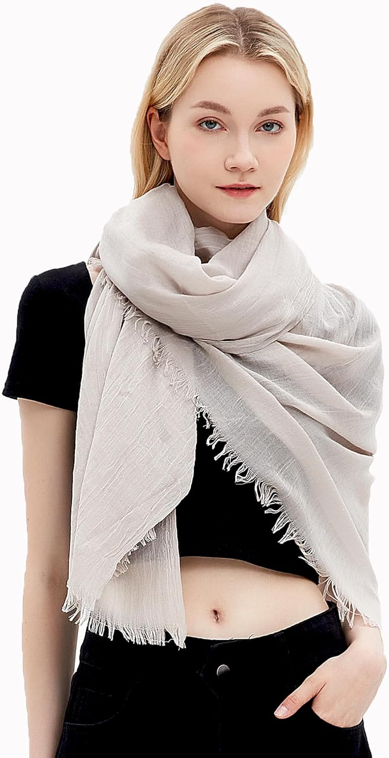 Gragengs Women Summer Scarfs Lightweight Large Long Gauze Shawl Linen Beach Wrap Plain 75”×43” - Image 6