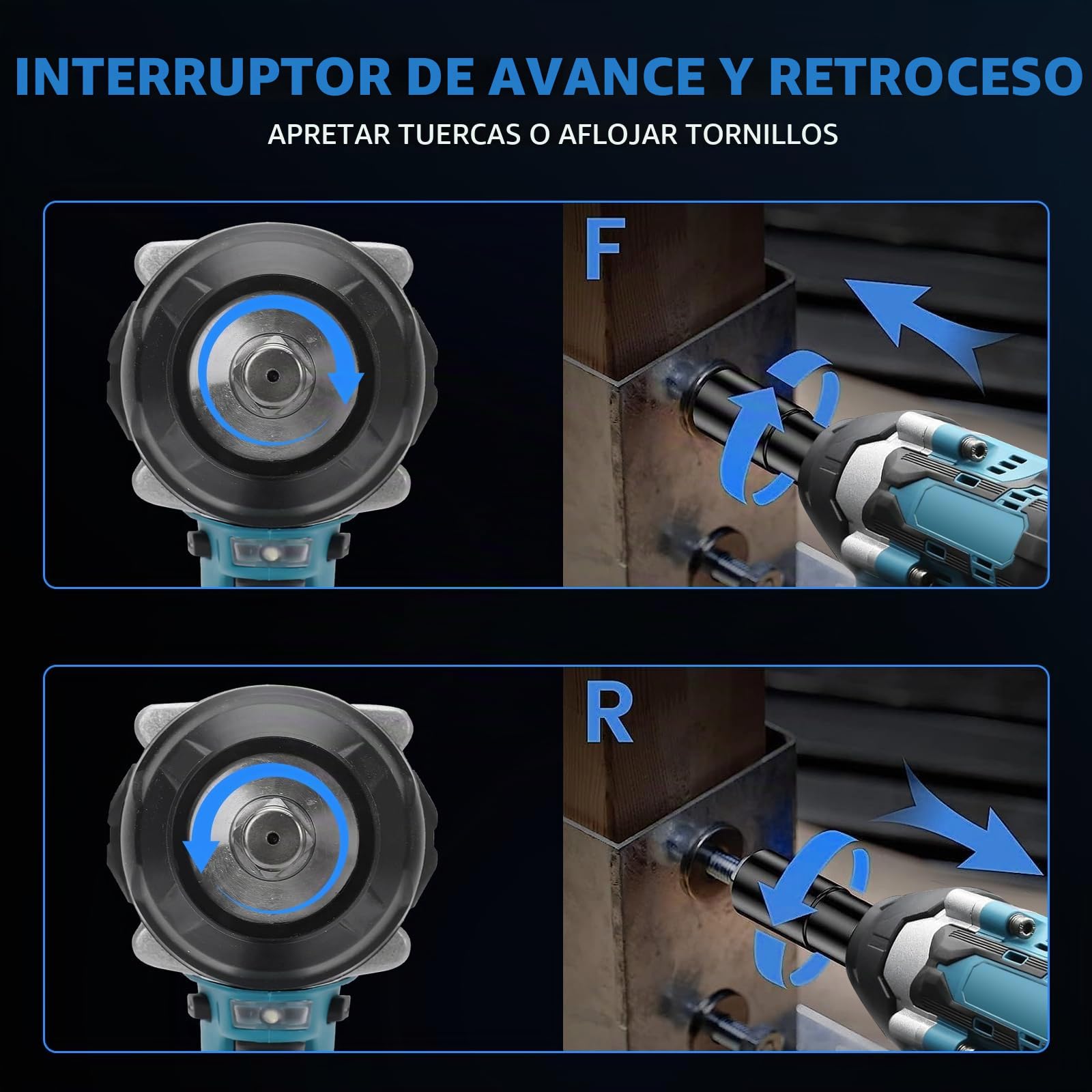 1000Nm Llave de Impacto Inalámbrica Brushless Compatible con Makita 18V | Professional 1/2'' Pistola de Impacto Pistola De Impacto Electrica con 6 Enchufes, Adaptador Destornillador de Impacto