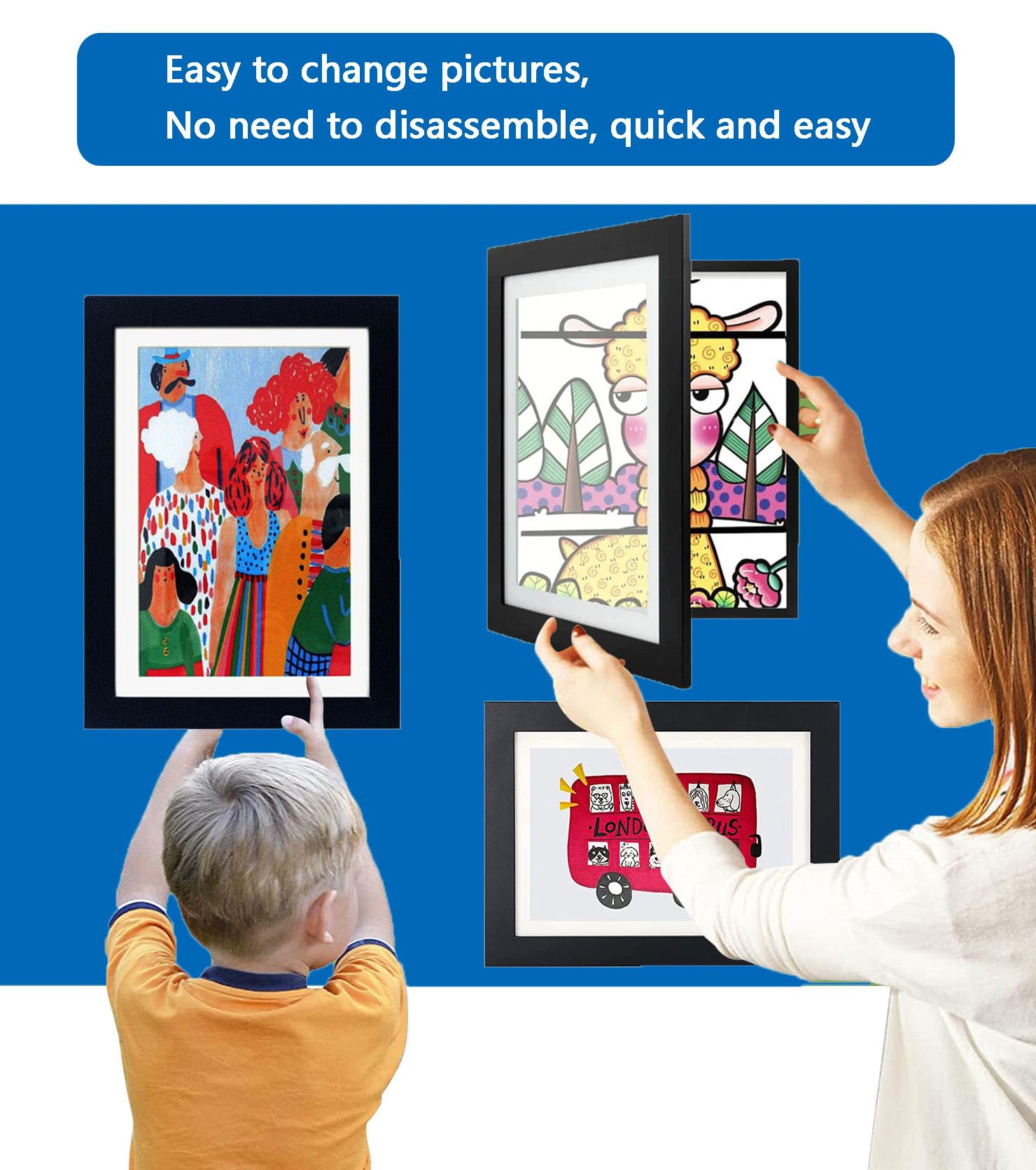 2 Cornici A4 Per Disegni Bambini - Cornice Apribile Con Capacità 150 Fogli - Foto 4