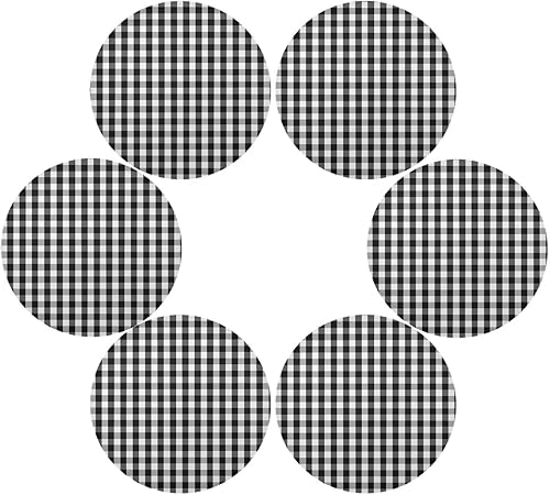 Miniatura 3 de Kigai Juego de 4 manteles individuales redondos a cuadros blancos y negros, antideslizantes, resistentes al calor, lavables, para decoración de mesa