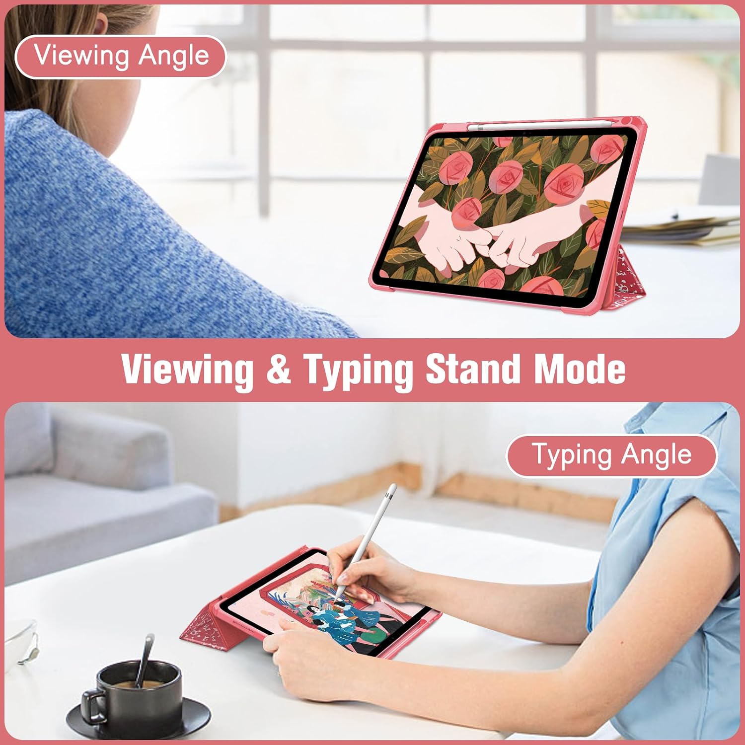Fintie Hybrid Clear Clear Case for iPad (A16) 11th Generation 11 Inch (2025), iPad 10th Generation 10.9 Inch (2022) Bundle with Protective Carrying Bag Sleeve for Apple Pencil (1st and 2nd Generation) image 3