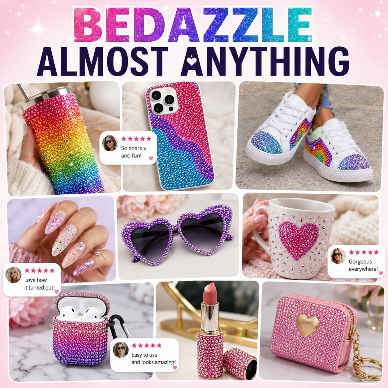 Bedazzling Kit, 40000Pcs 40 Colors Jelly Rhinestones for Bedazzling, 3mm Flatback Bedazzling Gems, Bedazzler Kit with Rhinestones for Nails, B7000 Glue & DIY Tools for Crafts, Gift Making