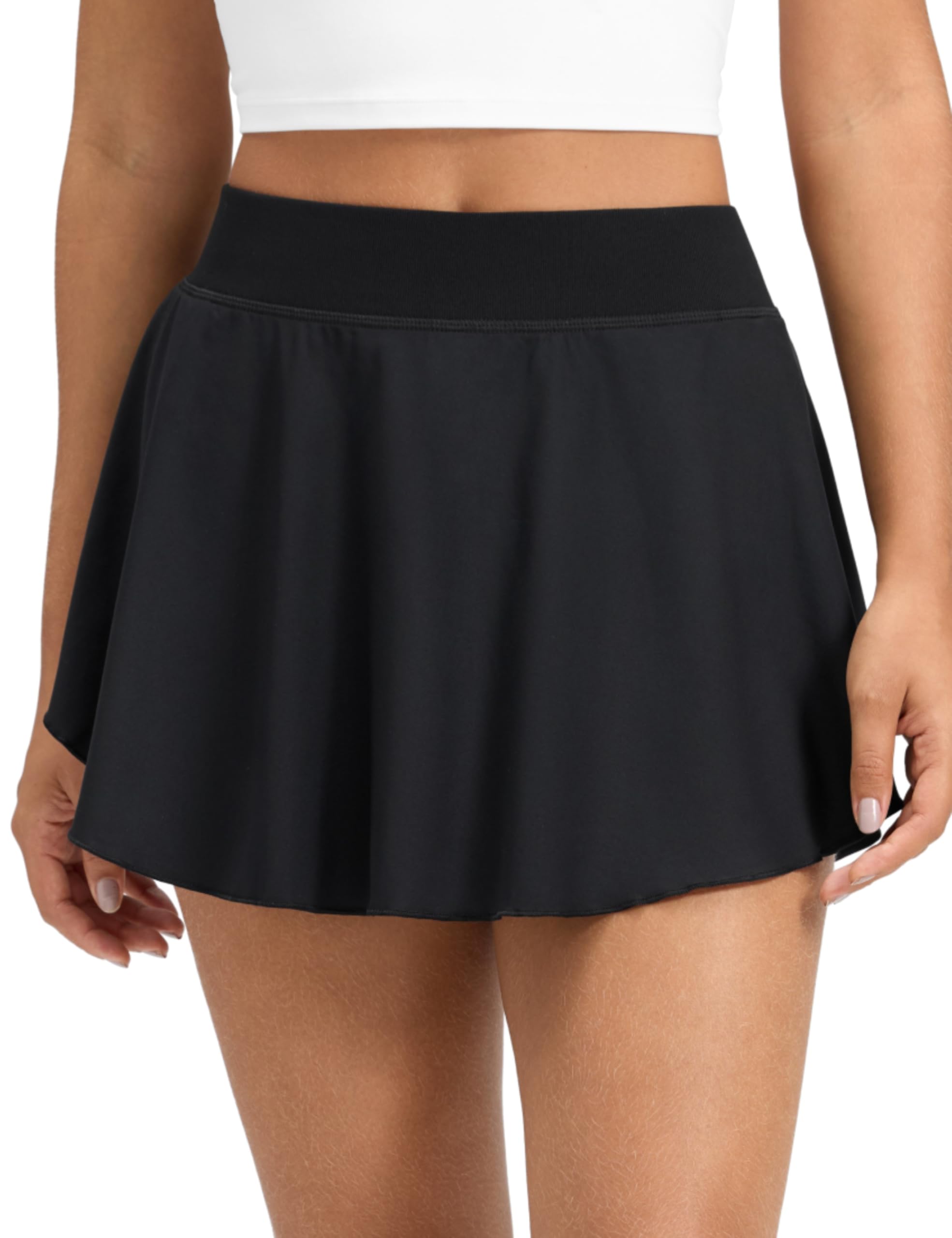 CRZ YOGA Lightweight Drapey Side Slit Tennis Skirts for Women - High Waisted Mini Flowy Lined Golf Skort with Pockets — view 10