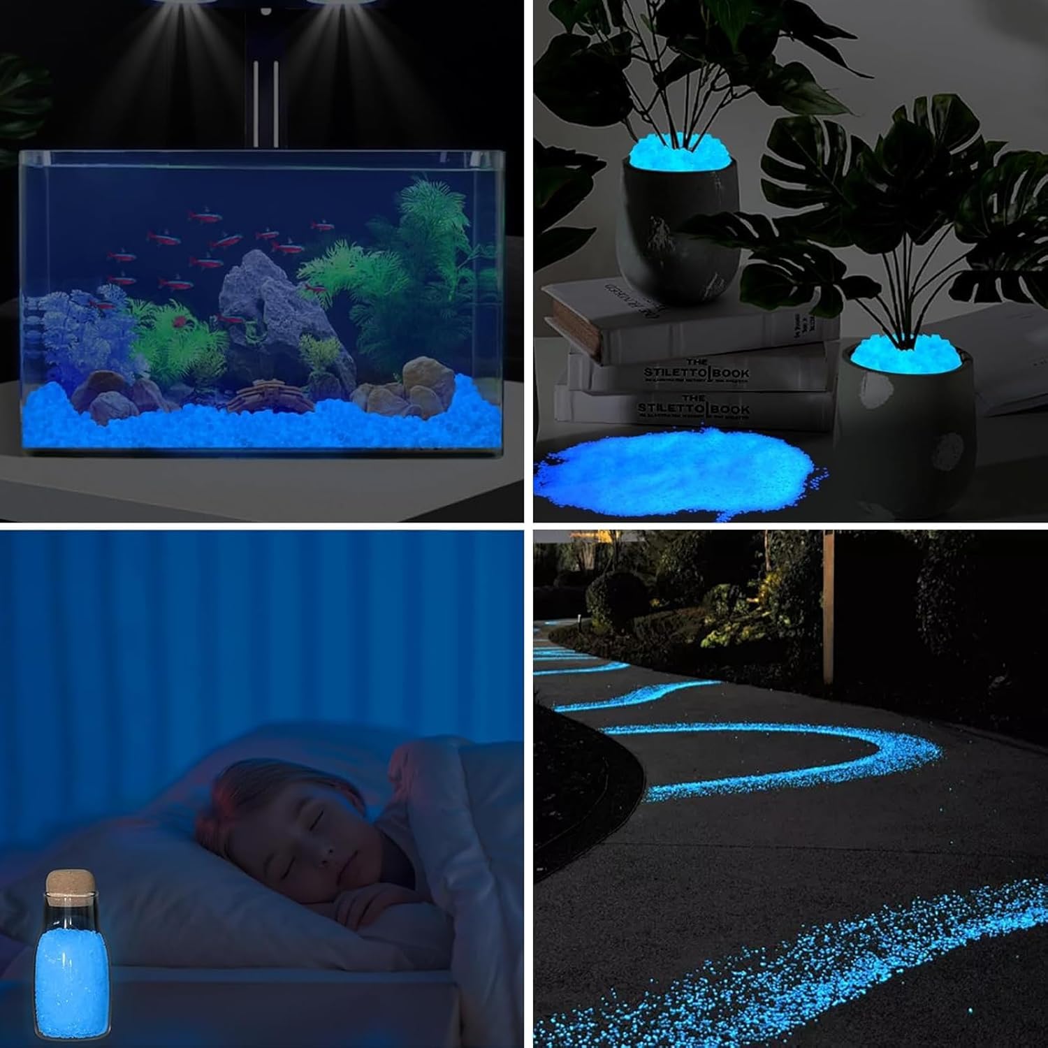 10000 Pezzi Bagliore Rocce 3-5mm Pietre Luminose Blu, Pietre da Giardino Luminosi, Che si Illuminano al Buio Sassi da Giardino, per Giardino, Vaso Pianta, Pesce Acquario