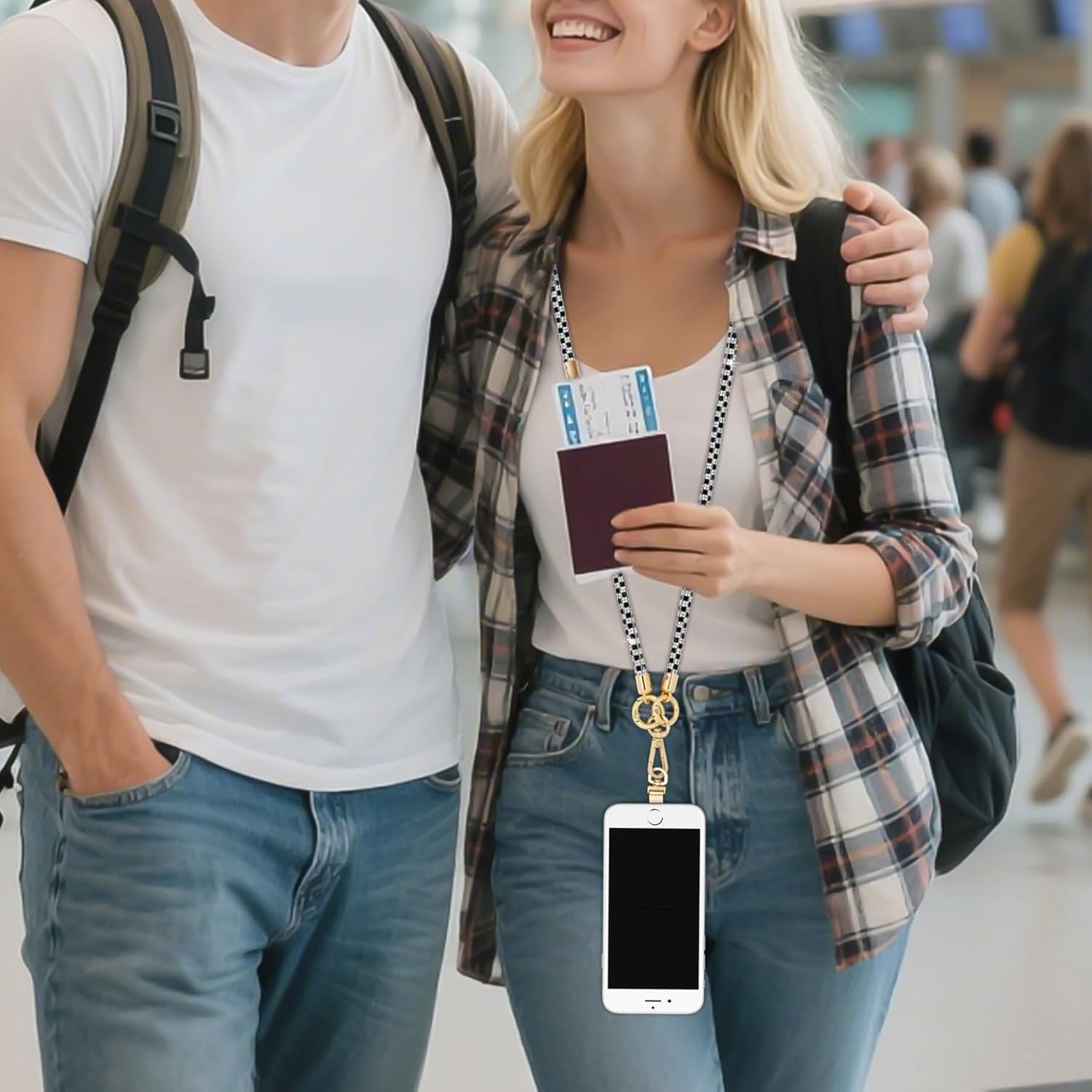 ABJFJE Crystal Phone Lanyard Crossbody Phone Strap Cell Phone Neck lanyard Rhinestone Anti Theft Phone Strap for Women - Image 5