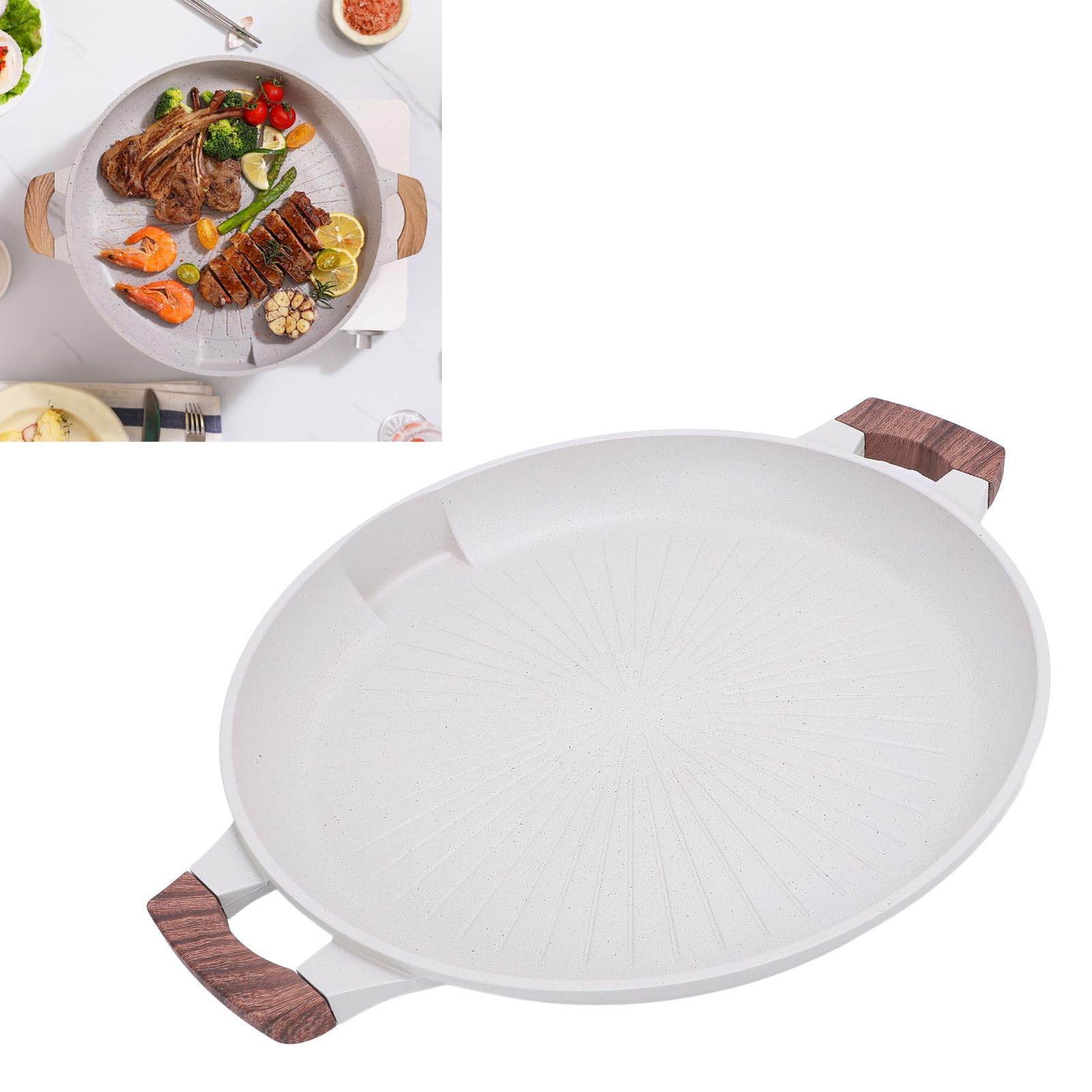 Koreańska patelnia grillowa – okrągła płyta grillowa do gotowania wewnątrz / na zewnątrz, równomierne podgrzewanie patelni, lekkie i przenośne, wielofunkcyjne narzędzie do gotowania dla miłośników