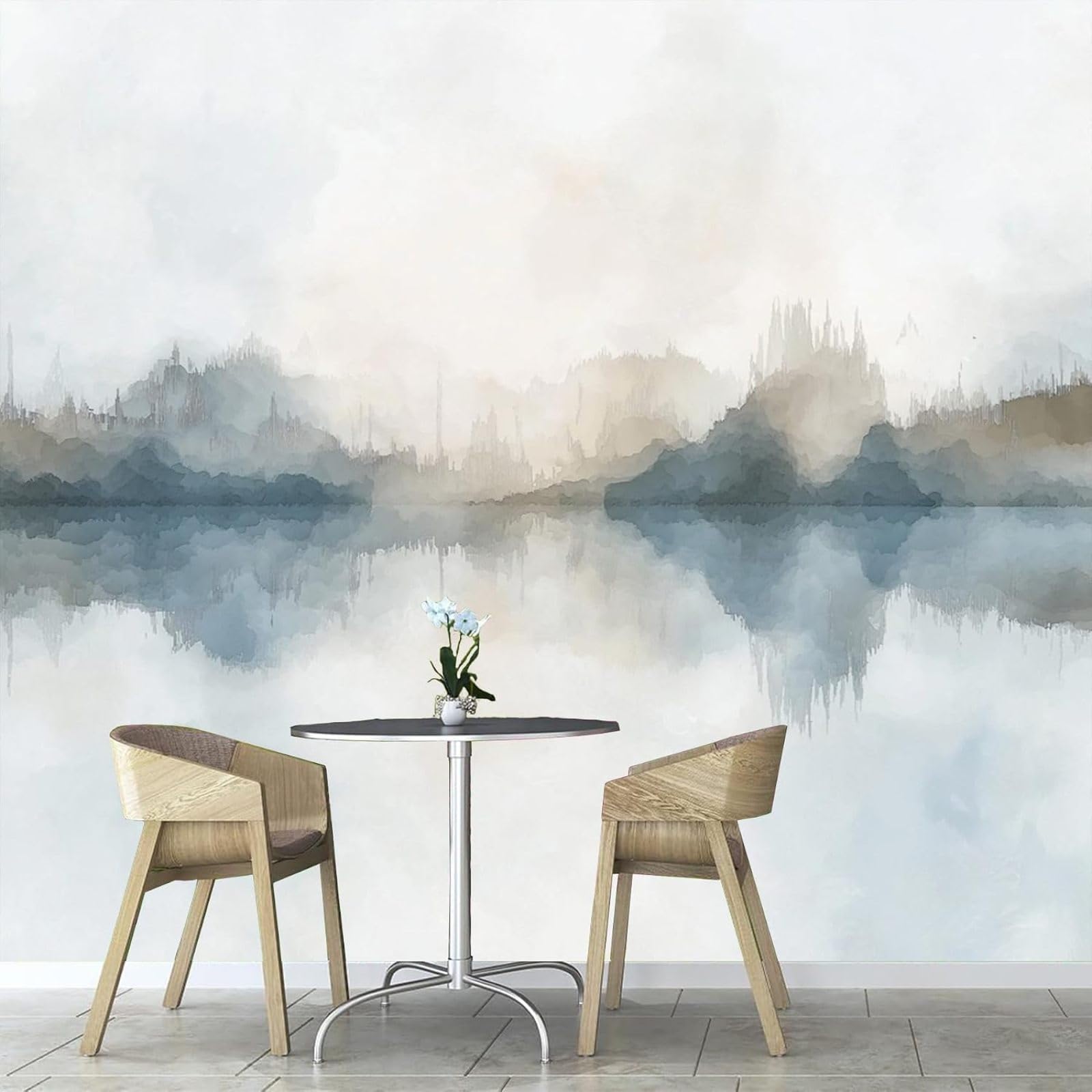 Kfjhgbdshhj 3D Mural Photo Mural-Wallpaper Watercolor Mountain, Abstract Doodle Wall Mural For Living Room, Bedroom, Children's Room, Modern Wall Decor, 350Cm X 256Cm Poster - Wall Sticker - Frameless Picture
