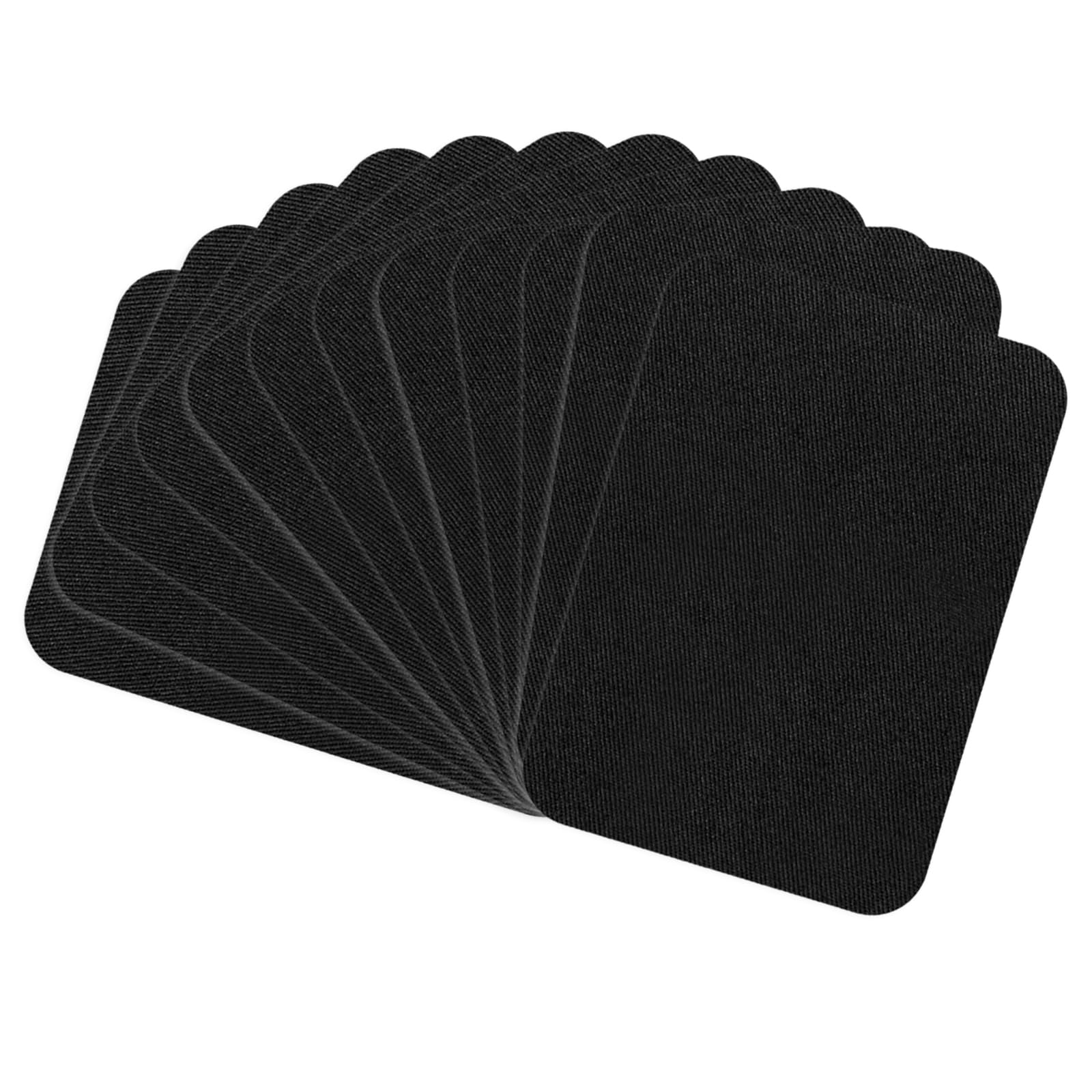 12 Pcs Iron-on Patches Premium Quality Fabric Iron-on Patches Denim Jean Patches Iron On Inside Fabric Patches for Clothes Cotton Black Repair Decorating Kit(4.9x3.7inch Black)