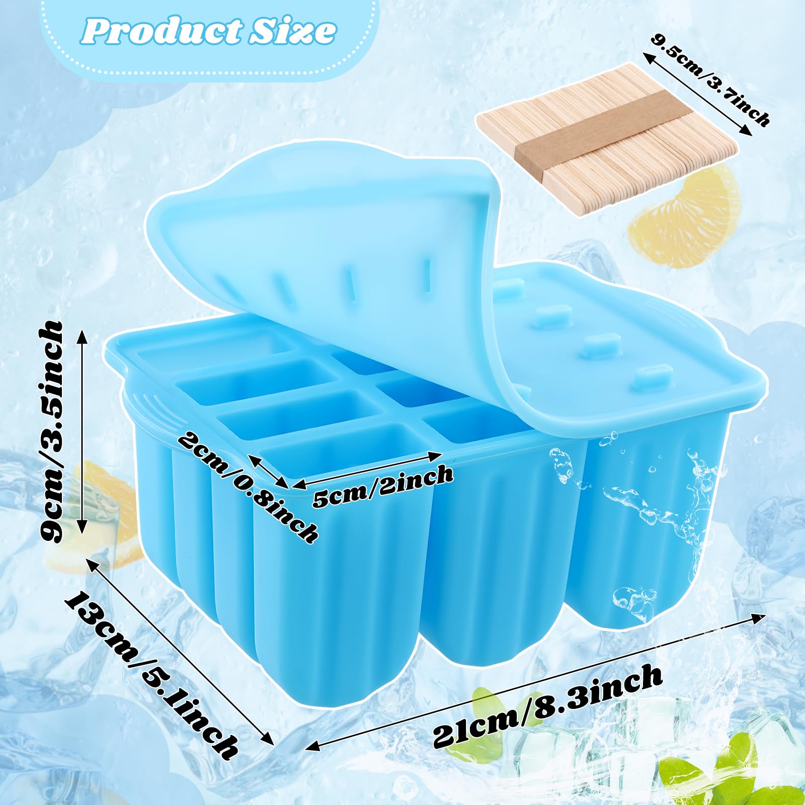 Stampi Per Ghiaccioli In Silicone 2 Pezzi - Formine Riutilizzabili Per Gelati Fatti In Casa, Senza BPA, Colori Arancione E Viola - Foto 3