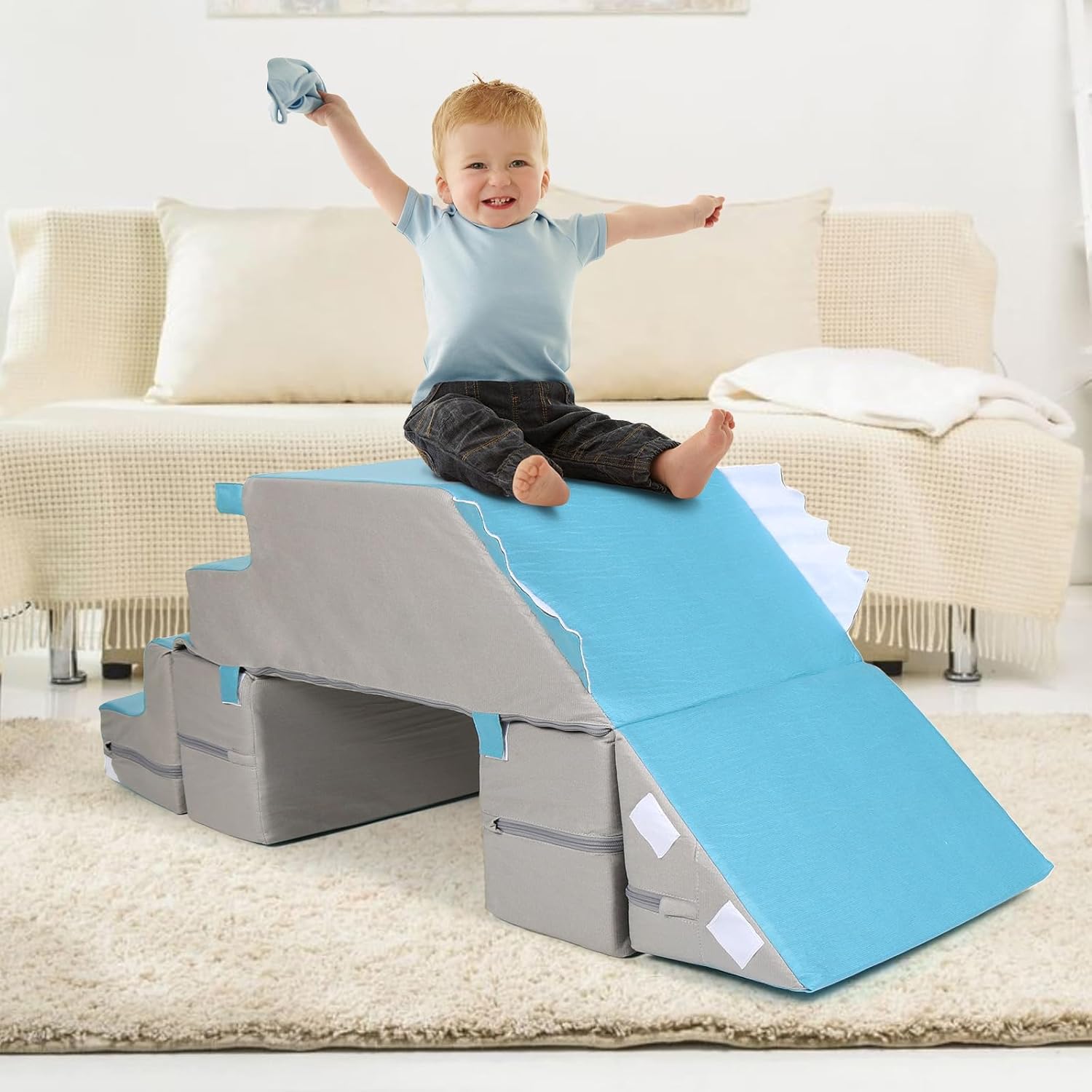 Toddler Foam Climbing Set with Stair Slide - Soft Indoor Play Equipment for Kids Ages3+ - Safe, Non-Toxic & Easy-to-Clean