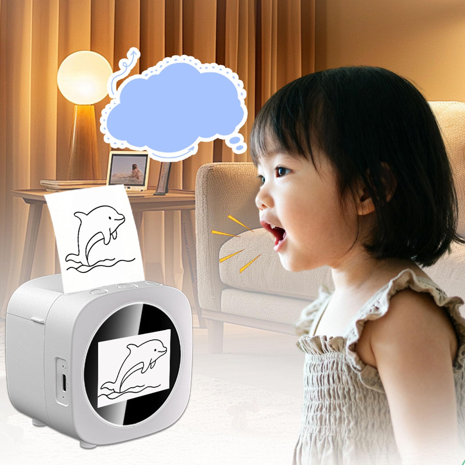 Asixxsix Mini Creatore di Adesivi Vocali AI per Bambini, Rosso | Schermo da 2,4 pollici, Voice to Image, senza inchiostro, ricaricabile, con 5 penne colorate, per lavori fai da te, foto