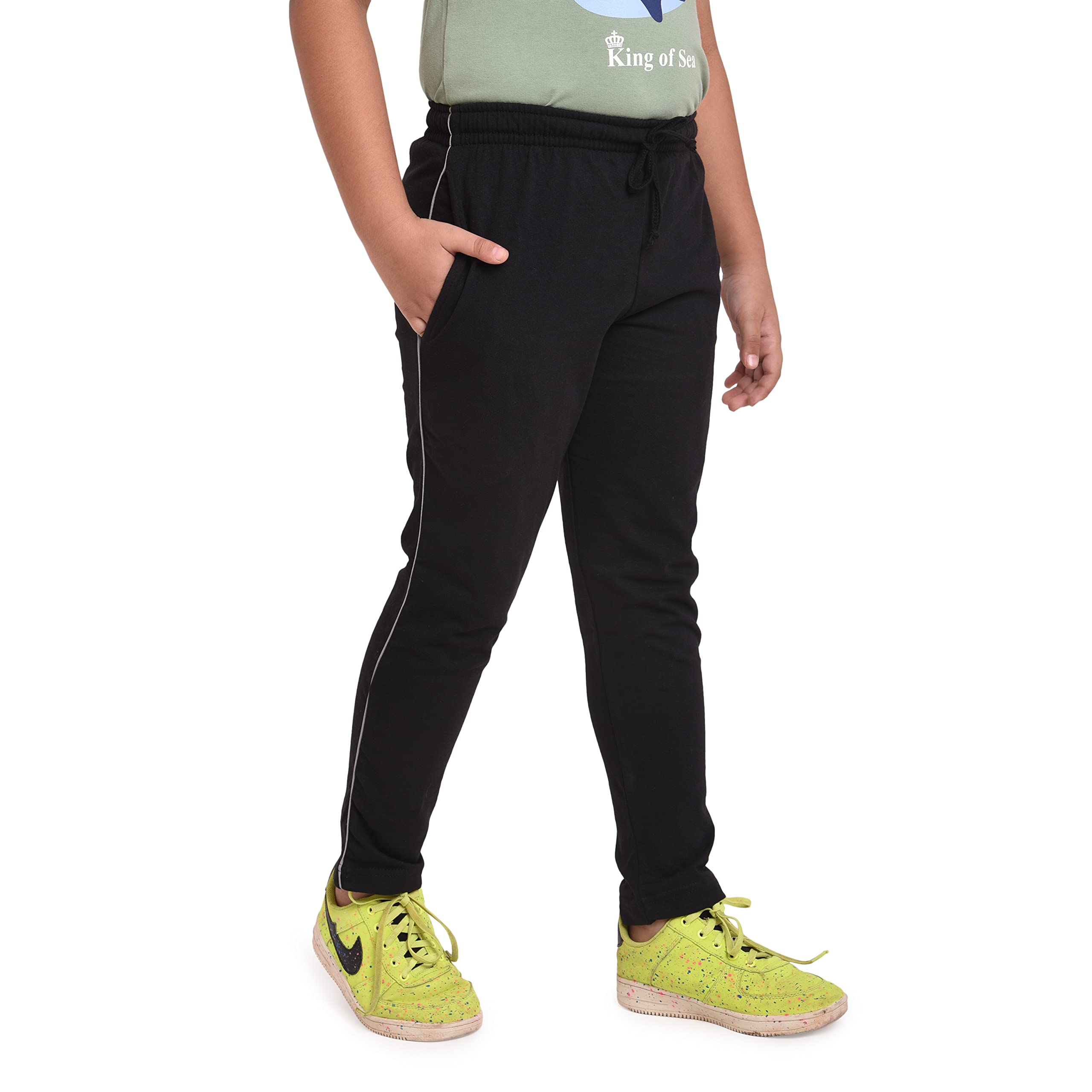Neo Garments Boy's Cotton Solid Regular Fit Trackpants/Jogger/Trouser with Side Pockets (Black, 18 Months) 2