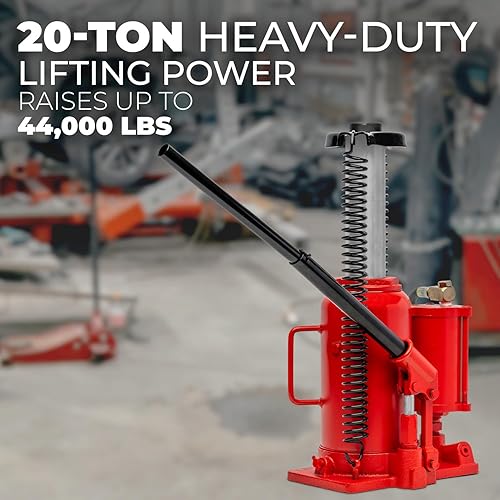 Miniatura 2 de Stark USA gato hidráulico de botella de aire de perfil bajo de 20 toneladas con bomba manual de mano para reparación de vehículos de auto, camión y