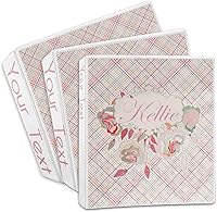Vista 3 de Carpeta personalizada de 3 anillas moderna a cuadros y flores, 2 pulgadas