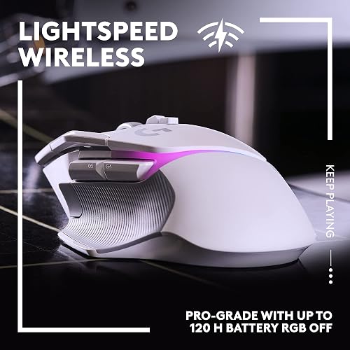 Logitech G G502 X Plus Lightspeed Wireless RGB Gaming Mouse - Optical mouse with Lightforce hybrid switches, Lightsync Rgb, HERO 25K gaming sensor, compatible with PC - macOS/Windows - White - 3