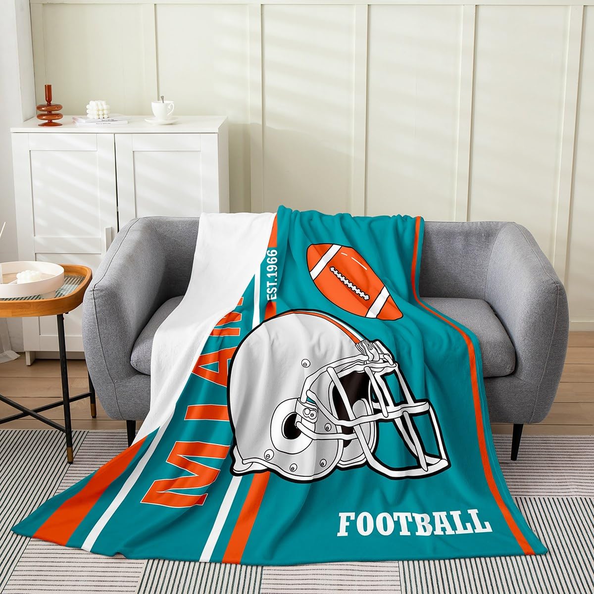 Loussiesd Pluszowy koc do futbolu miejskiego, rozmiar Queen, 228 x 229 cm, drużyna piłkarska dla dzieci, flanelowy, polarowy koc dla chłopców, nastolatków, futbolu amerykańskiego, całoroczny, koc na
