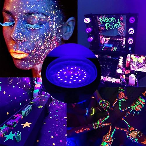 Miniatura 7 de GREENIC Bombillas LED UV negras de 15 W (equivalente a 100 W) base mediana BR30 E26, nivel UVA, 385-410 nm, luz negra UV que brilla en la oscuridad