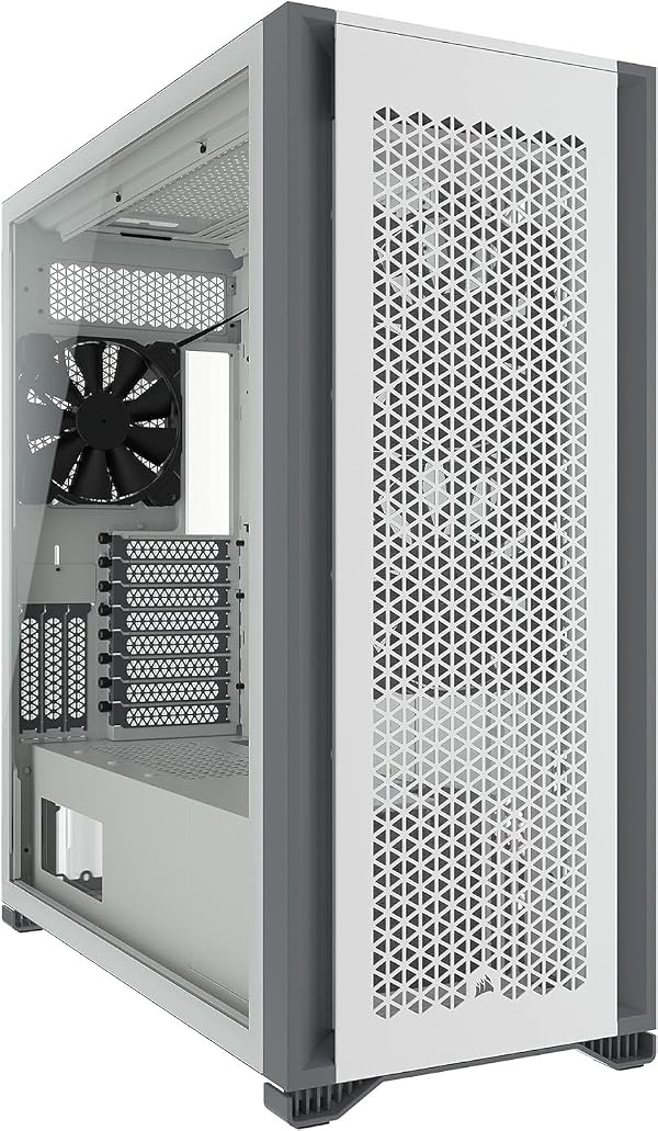 CORSAIR 7000D Airflow Full-Tower ATX PC Case – High-Airflow Front Panel – Spacious Interior – Easy Cable Management – 3X 140mm AirGuide Fans with PWM Repeater Included – White by Corsair - Used condition - US$217.39