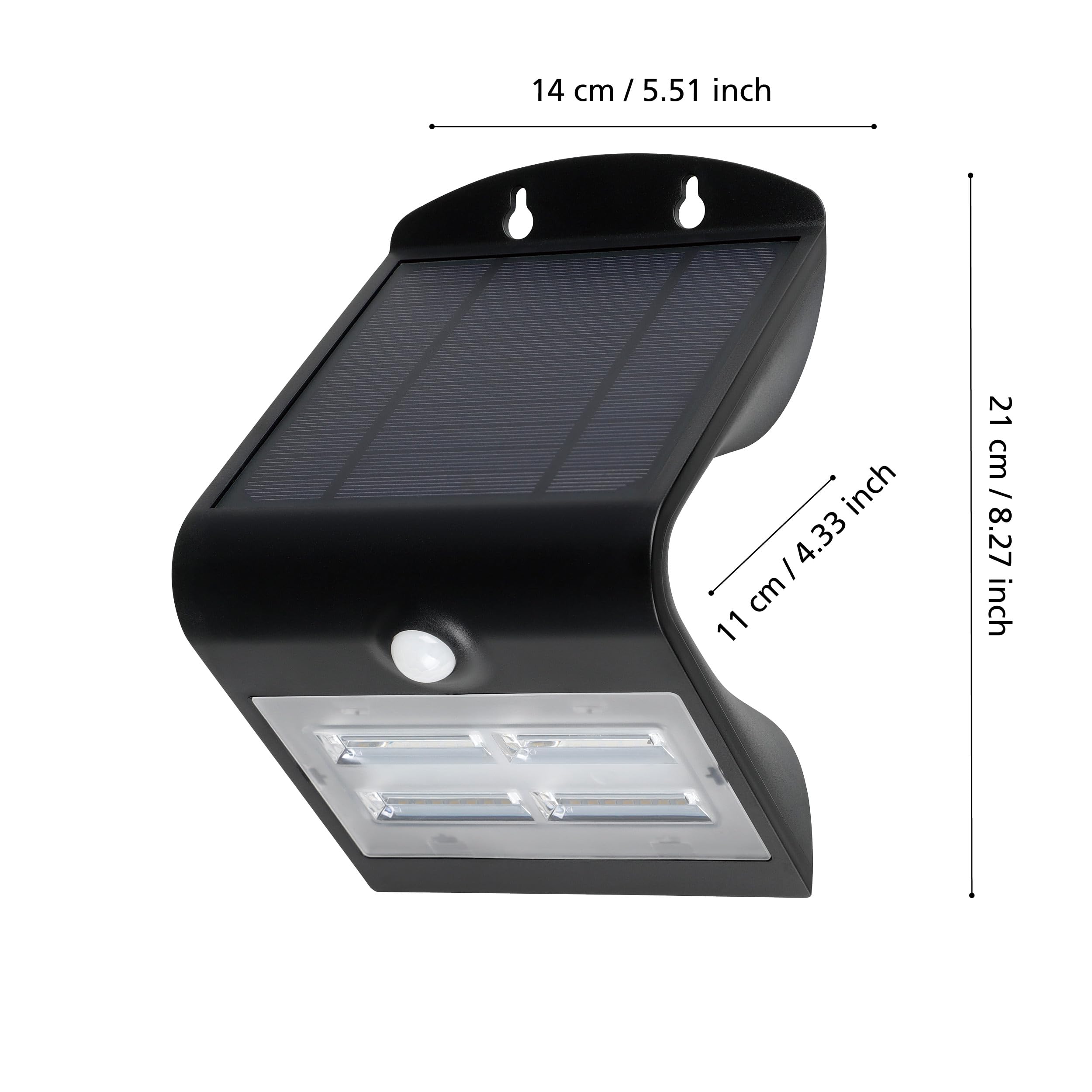 EGLO Lampada a muro LED per esterni Lamozzo, lampada solare per esterni | con rilevatore di movimento, con sensore giorno e notte, plastica nera, illuminazione per esterni bianco neutro, IP54