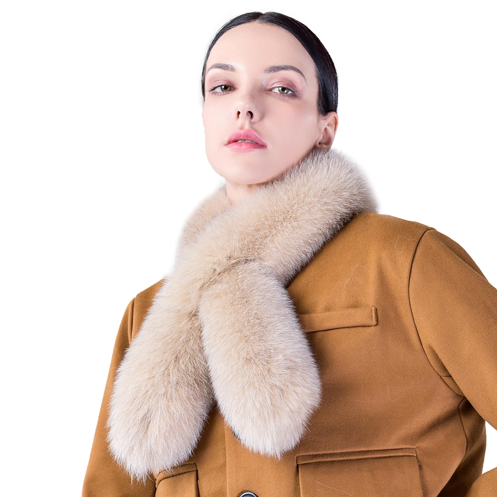 Amazon | URSFUR ティペット 襟巻き 本物の毛皮 スカーフ 男女兼用