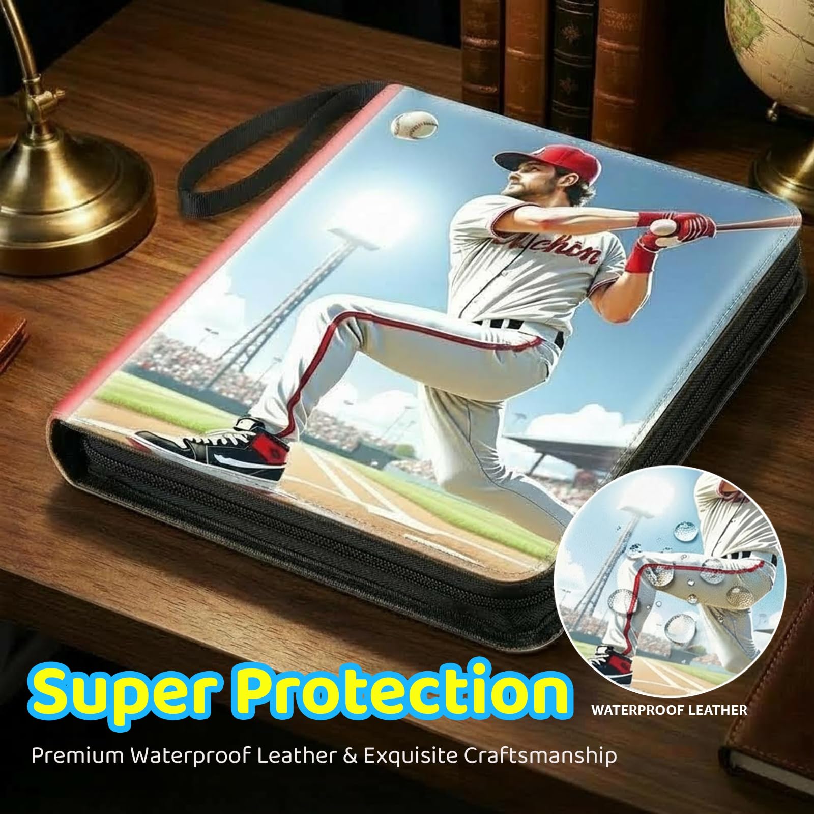 Carpeta de tarjetas con cremallera para 900 tarjetas de intercambio de béisbol, carpeta de tarjetas de 9 bolsillos con fundas extraíbles, regalos para niñas y niños, álbum de tarjetas coleccionables