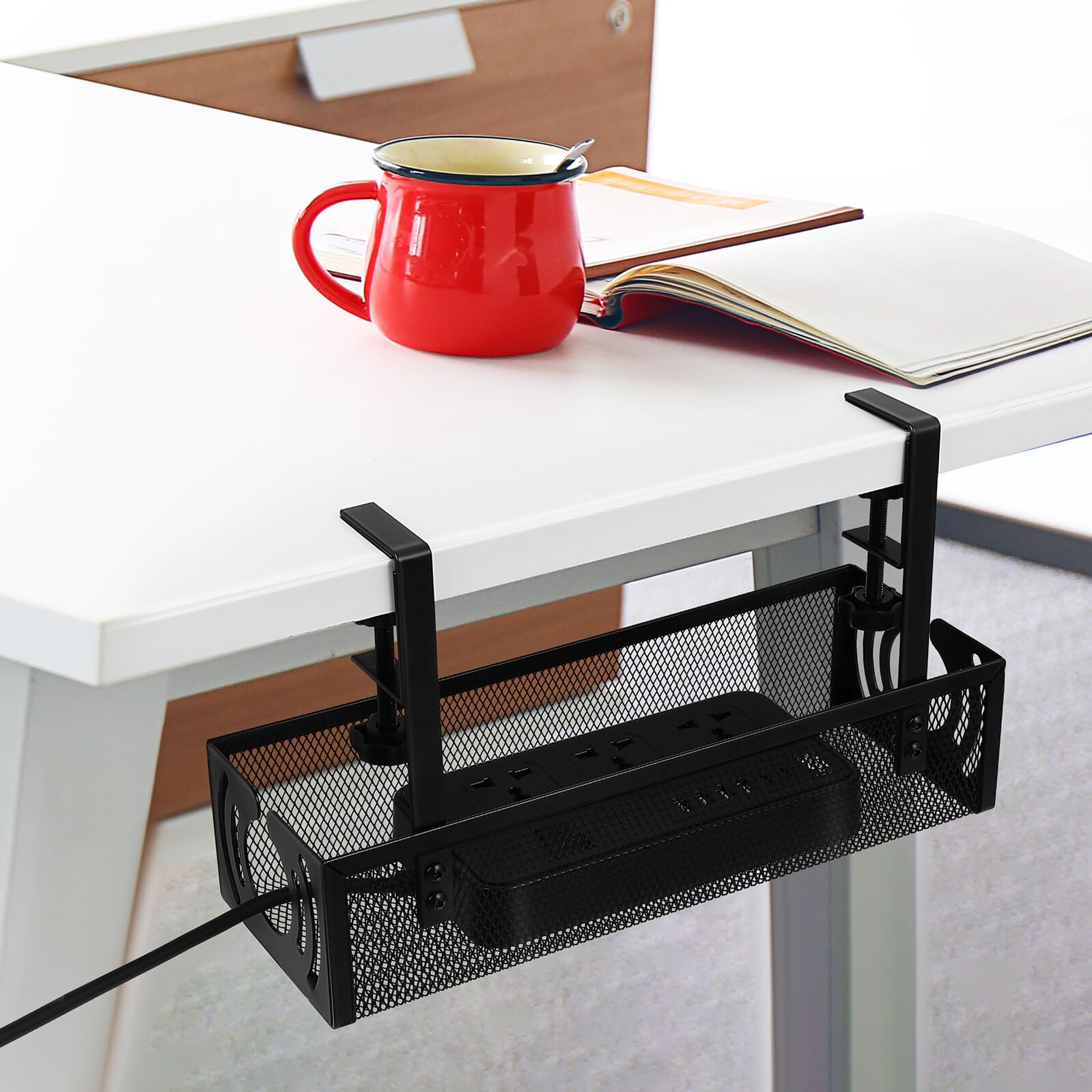 VILLCASE Organizer Cavi Scrivania con Morsetto Antiscivolo Supporto per Gestione Fili Sotto Scrivania Adatto Ufficio e Postazioni Gaming