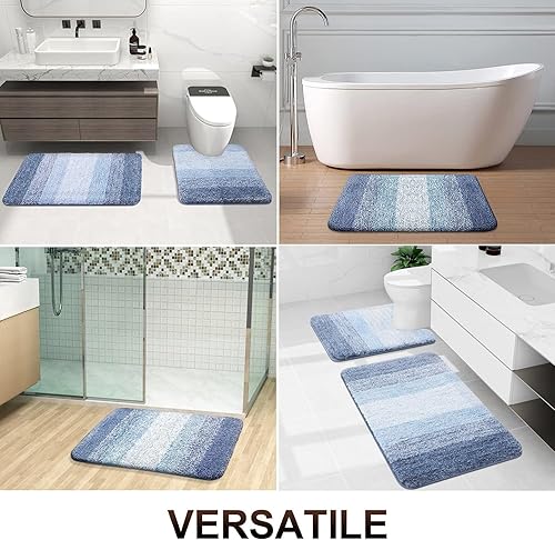 Miniatura 6 de Tapete de baño de lujo de 30 x 20 pulgadas, extra suave, lanudo y absorbente, tapete de baño de felpa antideslizante, lavable a máquina, tapete para
