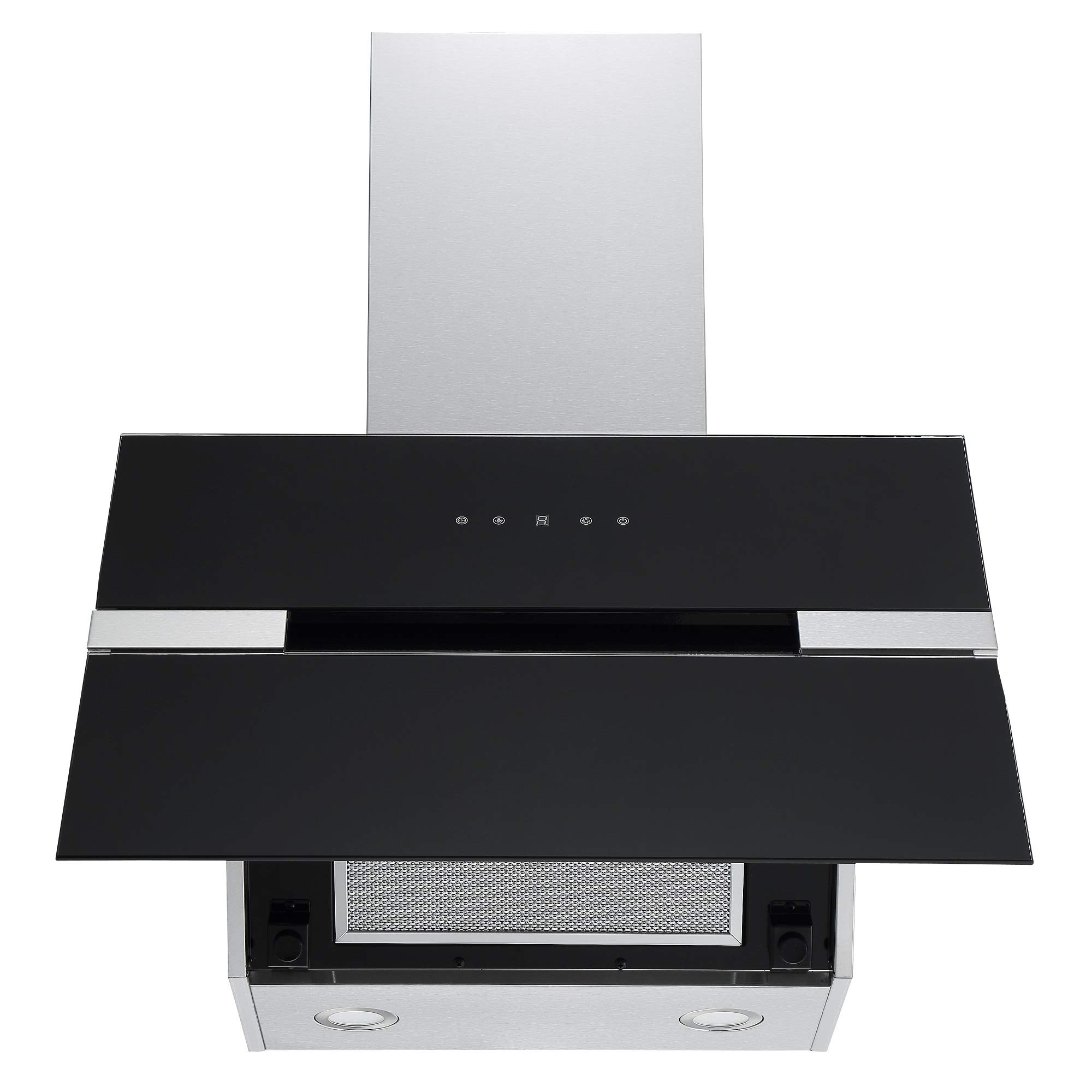 Cookology 60cm Black Angled Extractor Fan Designer Chimney Cooker Hood, Touch Controls (Carbon Filters) — view 3