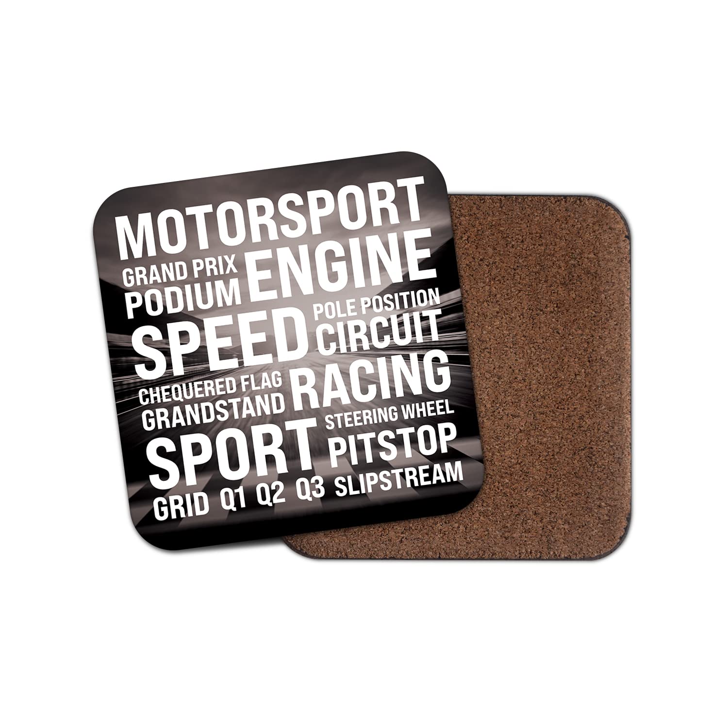 Dv Design Men's Multicolor Square Single Coaster - Motorsport Racing Sport Driving Car Boys Cars Words Mancave Thoughts Gift #77290