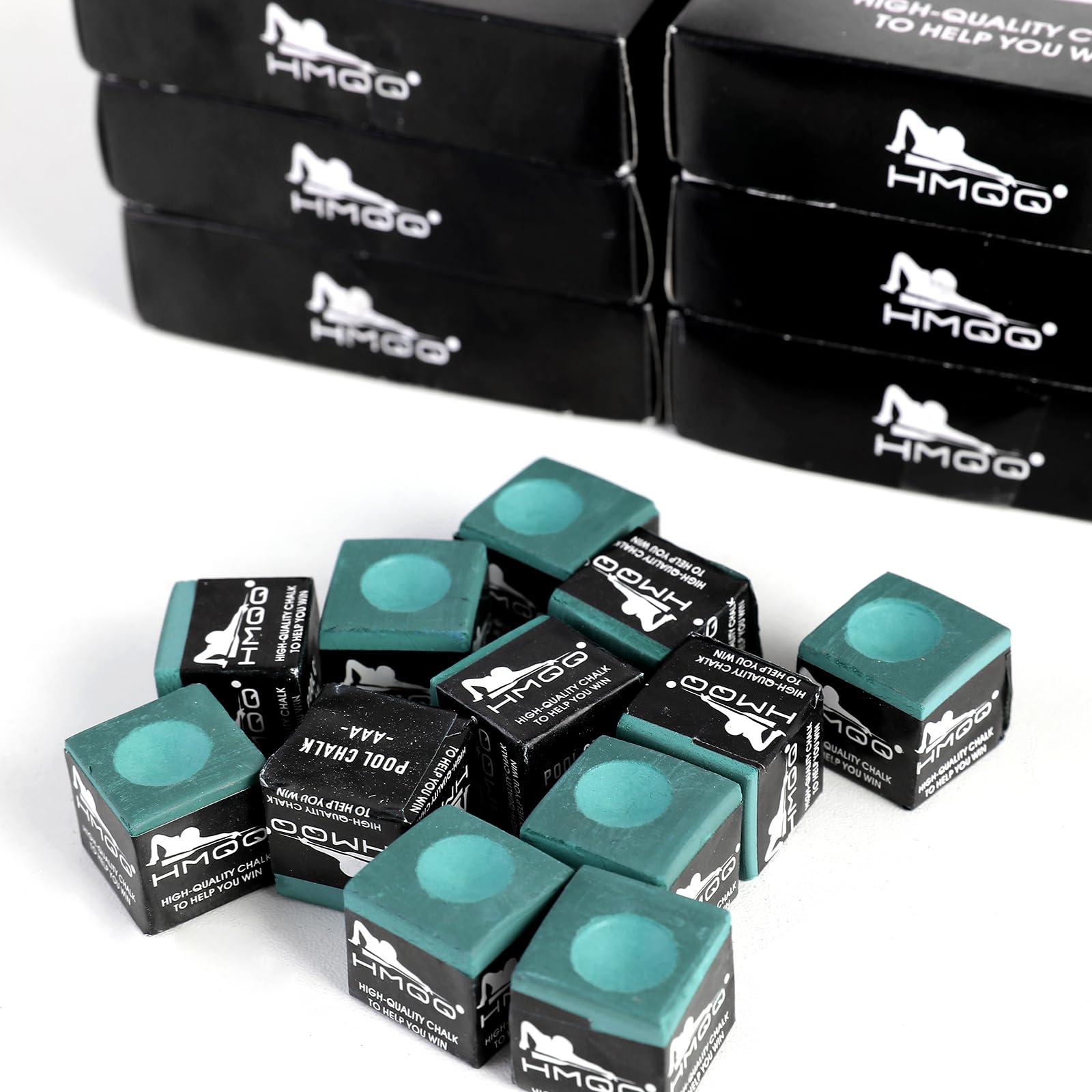 HMQQ Pool Cue Chalk – 12 Pack Billiard Chalk, Low Dust & Anti-Slip Cue Chalk for Smooth, Accurate Shots – 6 Colors Available for Pool Lovers, Home