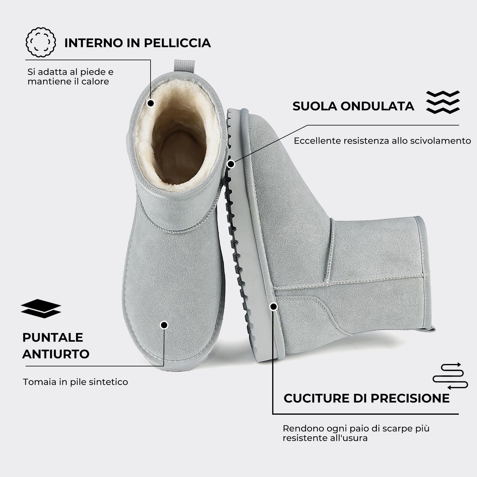 Mishansha Stivali Donna Caldo Stivali da Neve Comode Scarpe da Neve