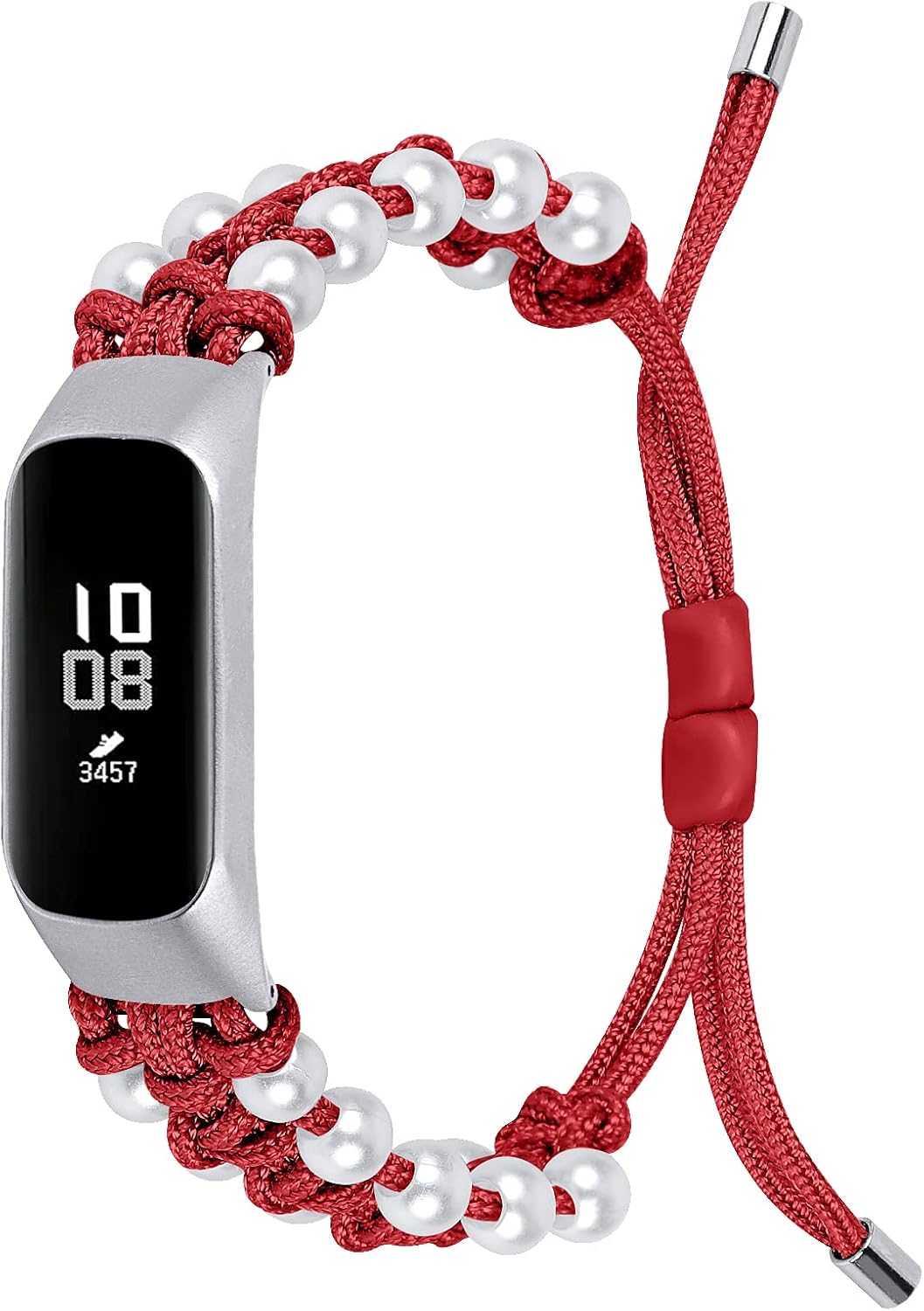 Galaxy Fit E Watchband, Breathable Woven Sport Watch Strap Handmade Pearl Adjustable Bracelet Accessory Wristband Compatible with Samsung Galaxy Fit E SM-R375 Smart Watch (Y04)