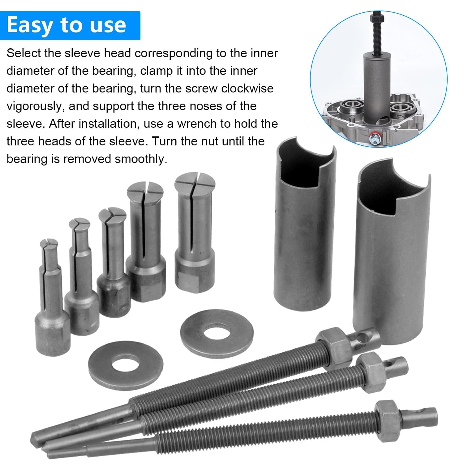 OURANTOOLS Motorfiets Intern Lagertrekkerset, 9-23mm Gereedschapsset voor Binnenlagers Verwijderen