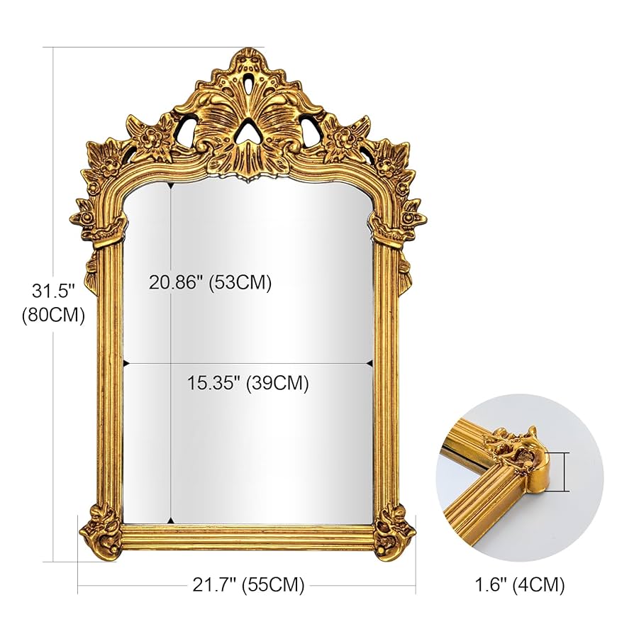 Amazon.com: Baroque Vintage Mirror with Gold Arch Frame