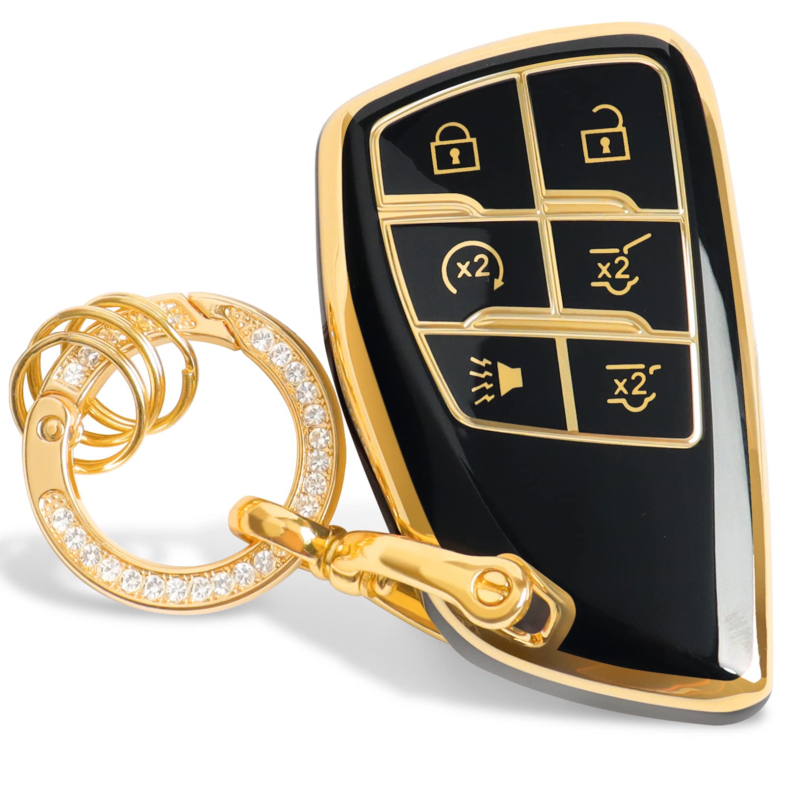 Key Fob Cover Case for GMC Yukon Acadia Sierra, Key Case Compatible with Chevy Silverado Accessories