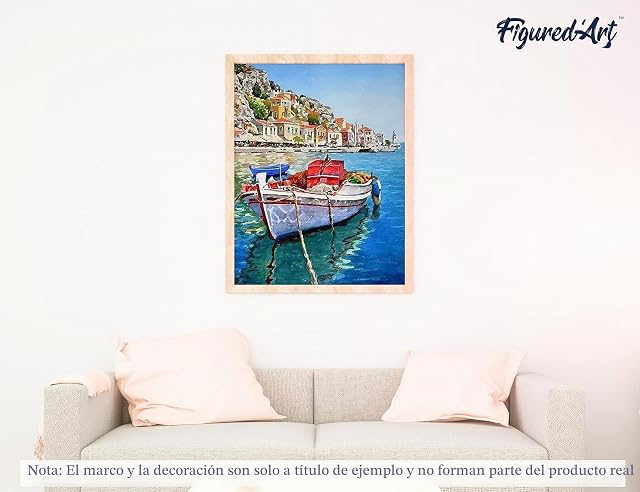 Foto 4 de 8 de Figured'Art Pintura por números, barco ante ancla en el puerto, tamaño 40 x 50 cm, sin marco de madera